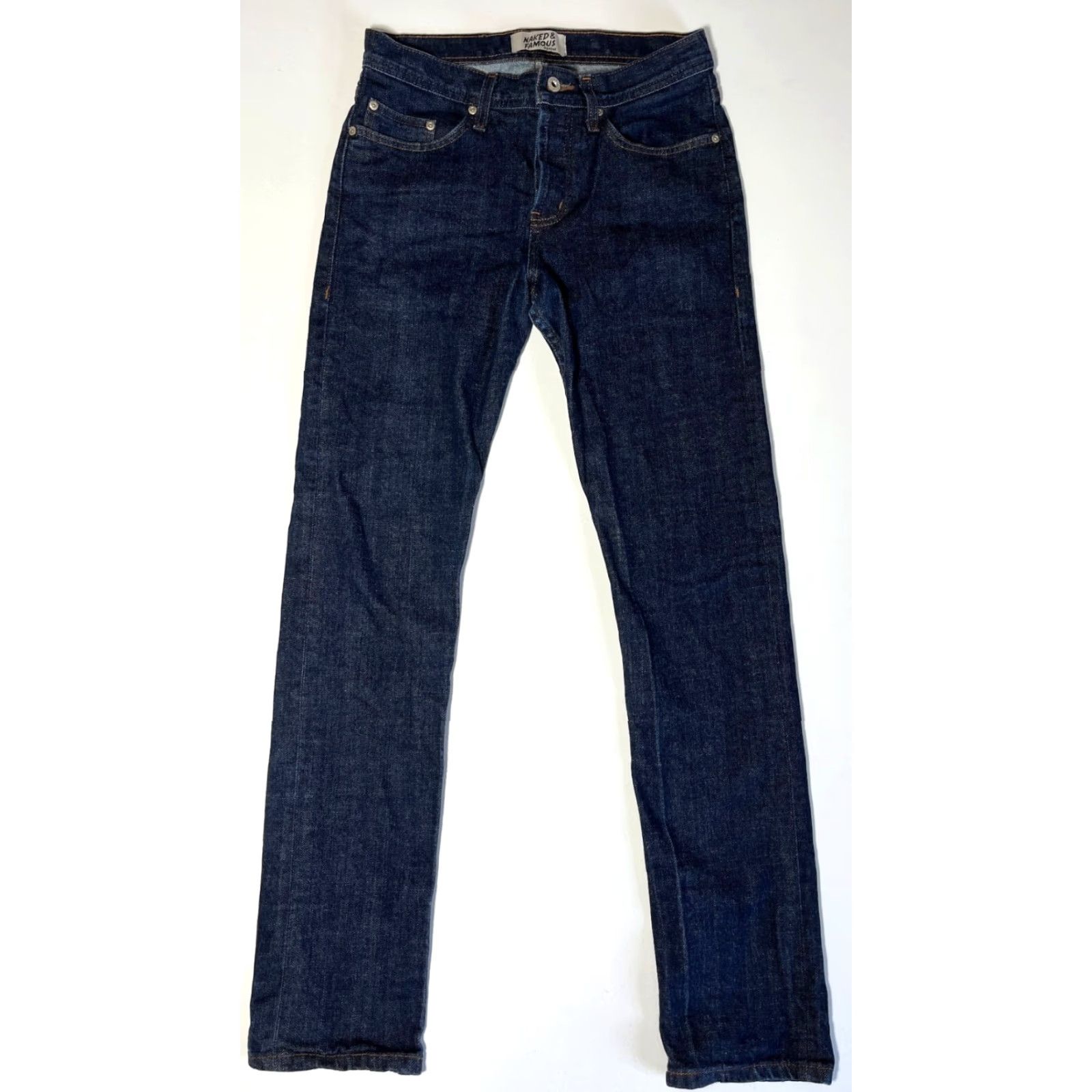 Vintage Naked & Famous Denim Weird Guy Stretch Selvedge Jeans Men’s 30x33 Blue Denim Slim Straight 5-Pocket City USA Vintage/Classic – Mens Size US 30 / EU 46 - 3 Thumbnail