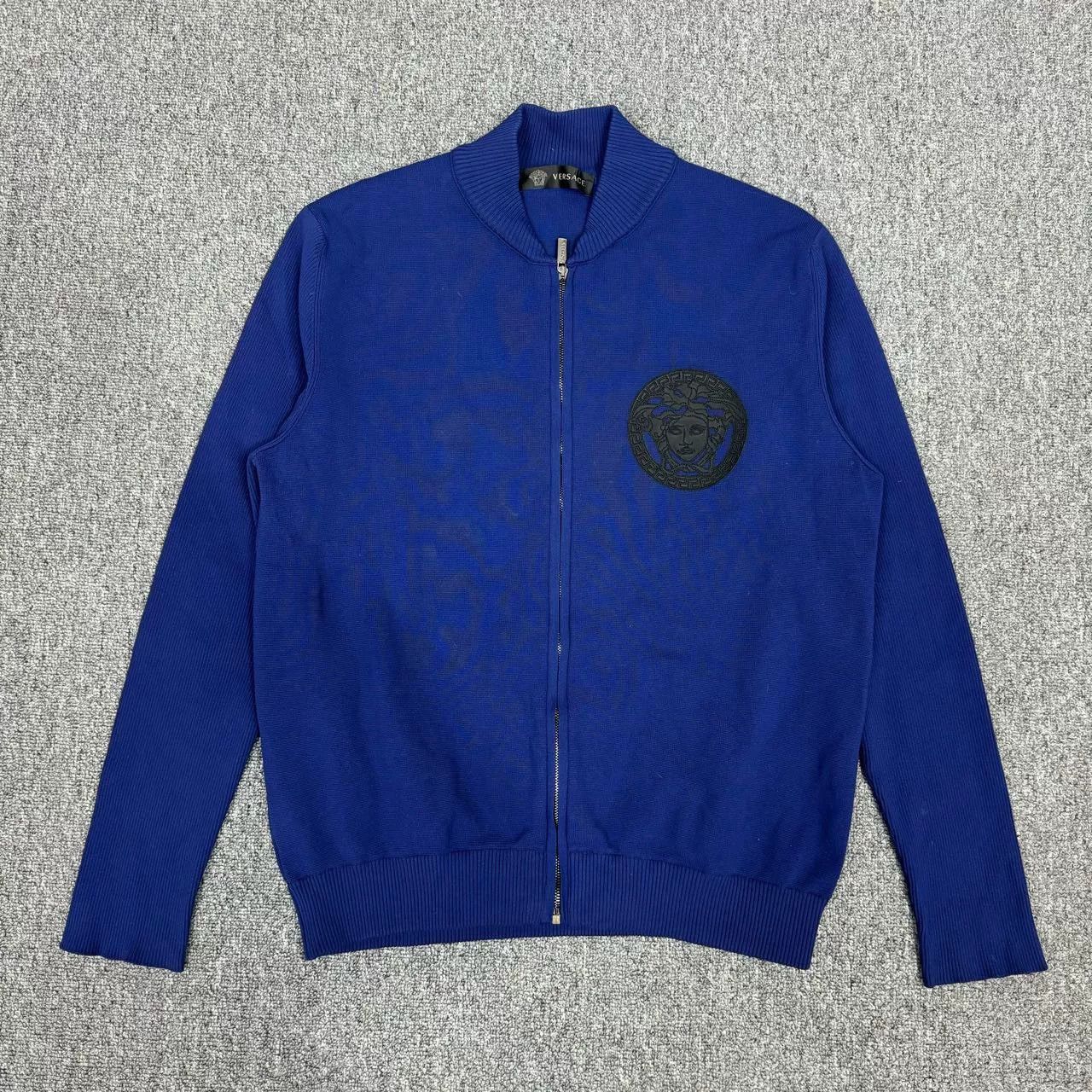 Versace Versace Men's Blue Zip Knit Jacket Size US L / EU 52-54 / 3 - 1 Thumbnail