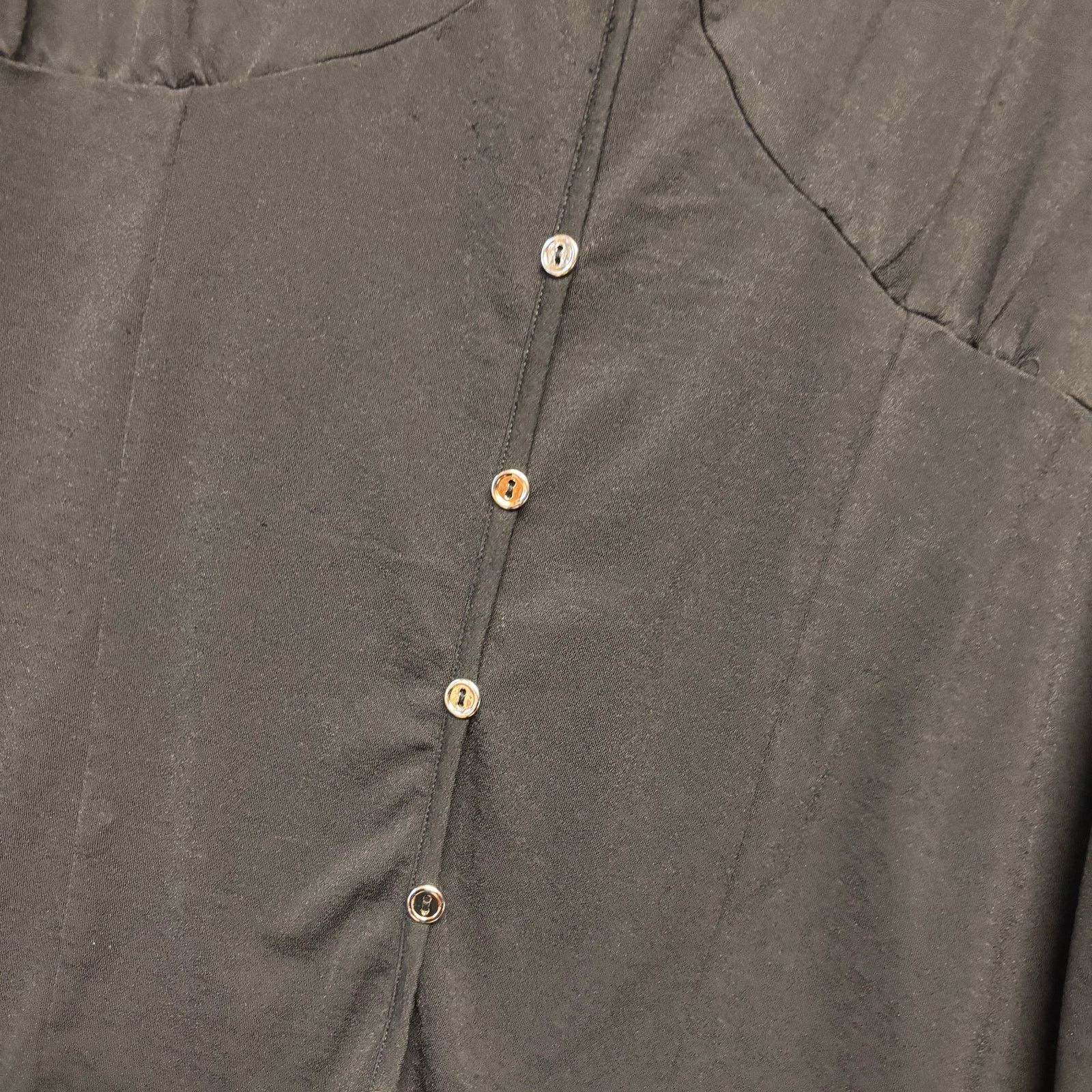 Other Luna Moon Black Button Front Blouse Puff Sleeve Casual Top Size XXL / US 16-18 / IT 52-54 - 4 Thumbnail