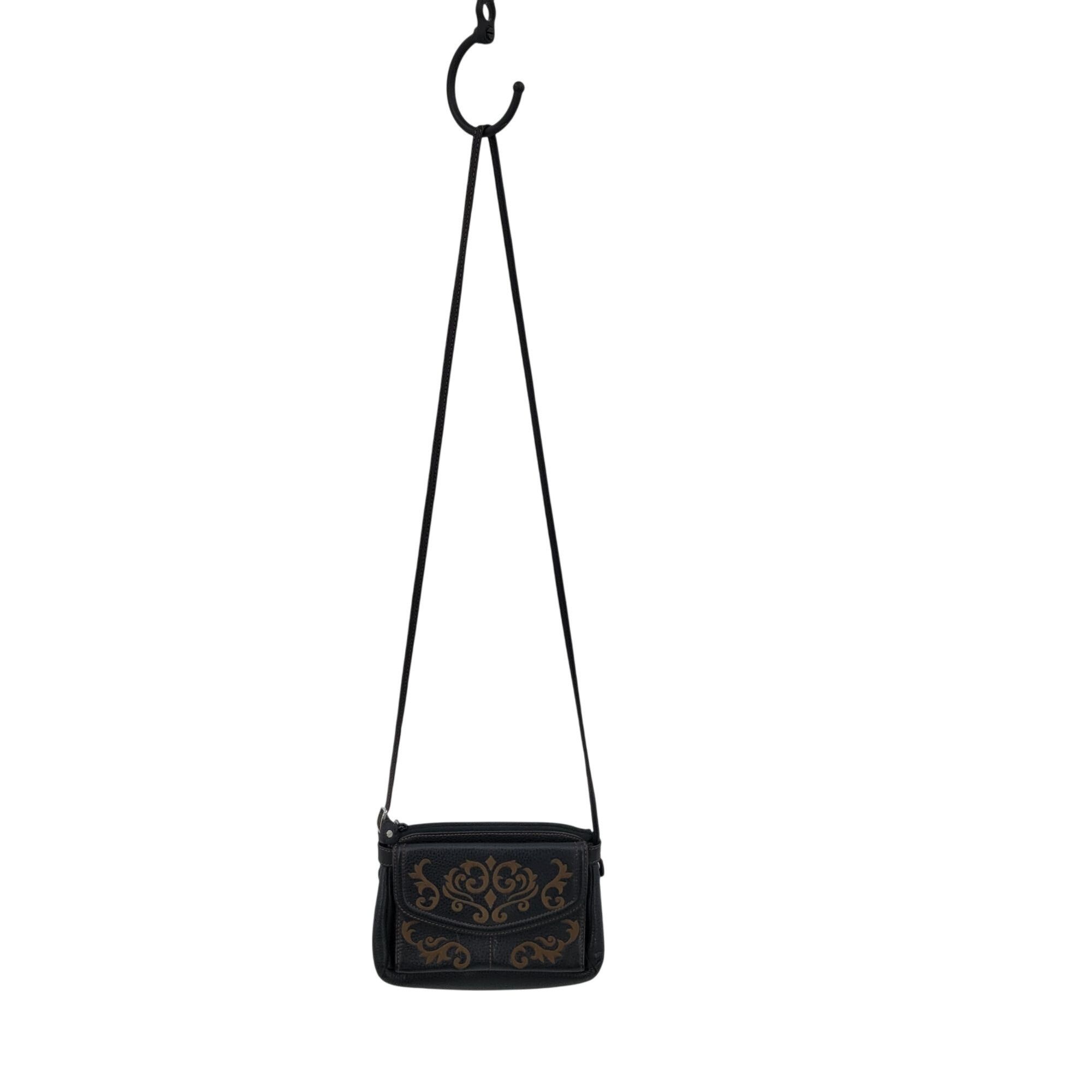Brighton Brighton Black Leather Crossbody Embroidered Multiple Pocket Size ONE SIZE - 2 Thumbnail