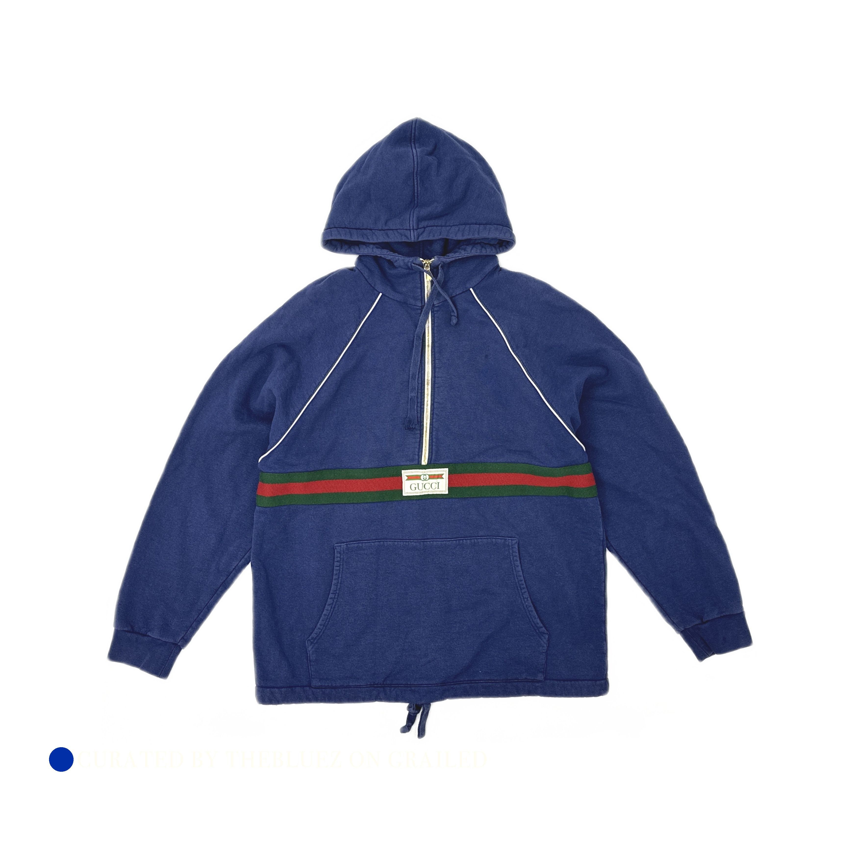 Gucci Web Stripe Zip-Up Hoodie in Blue Size US S / EU 44-46 / 1 - 1 Thumbnail