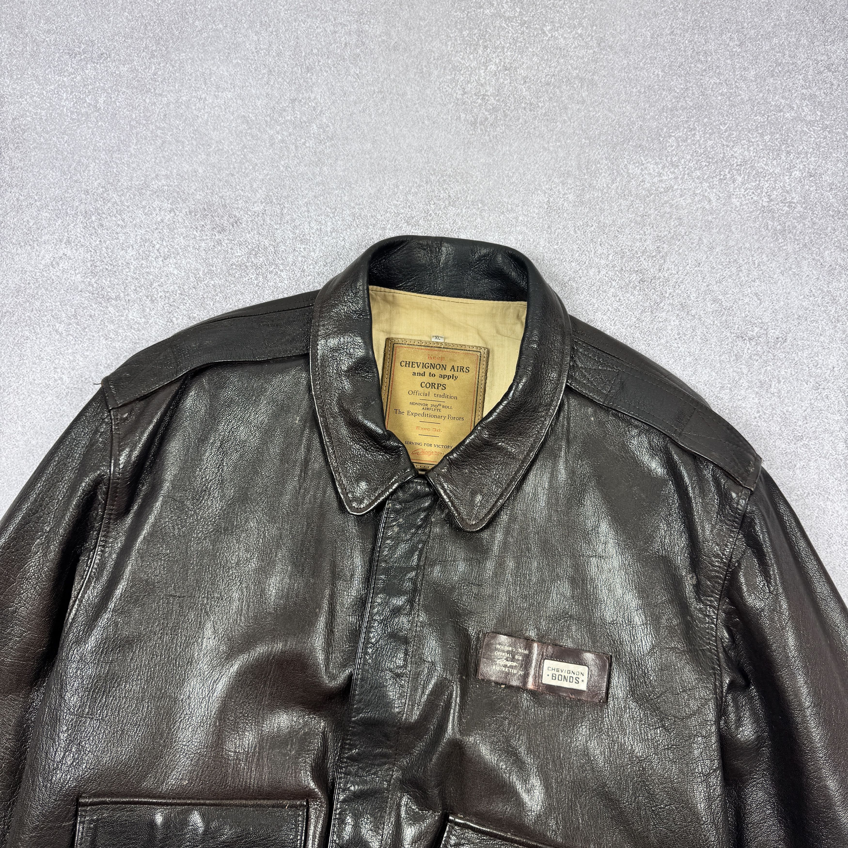 Aviator Nation × Chevignon VINTAGE CHEVIGNON AIRS AVIATOR FLYING LEATHER JACKET SIZE XL Size US XL / EU 56 / 4 - 4 Thumbnail
