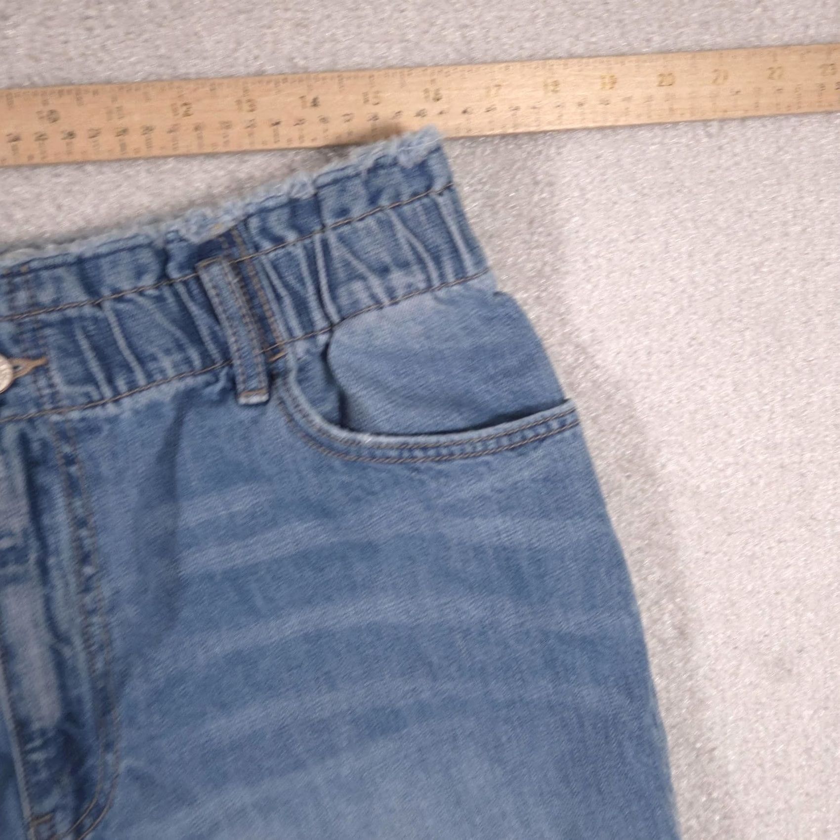 Vintage KanCan Jeans Womens 15/31 Blue Medium Wash High Rise Paperbag Distressed Jeans Size 36" / US 14 / IT 50 - 6 Thumbnail