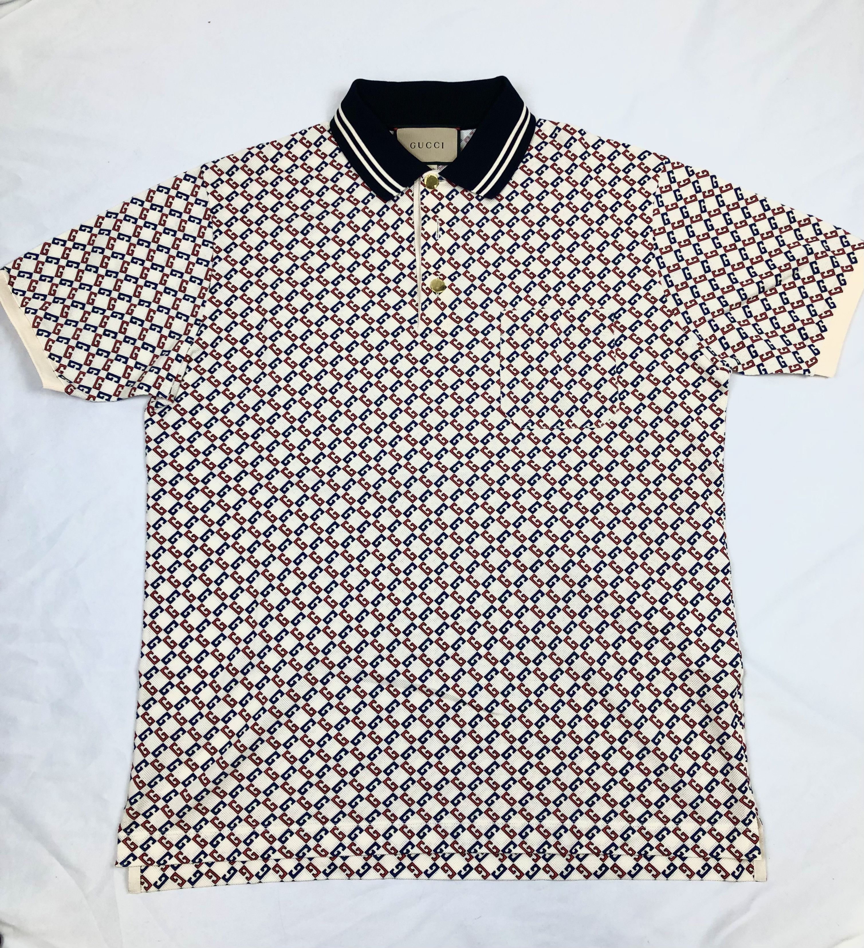 Adidas × Gucci Men's Gucci polo in blue with green collar Size US L / EU 52-54 / 3 - 1 Thumbnail