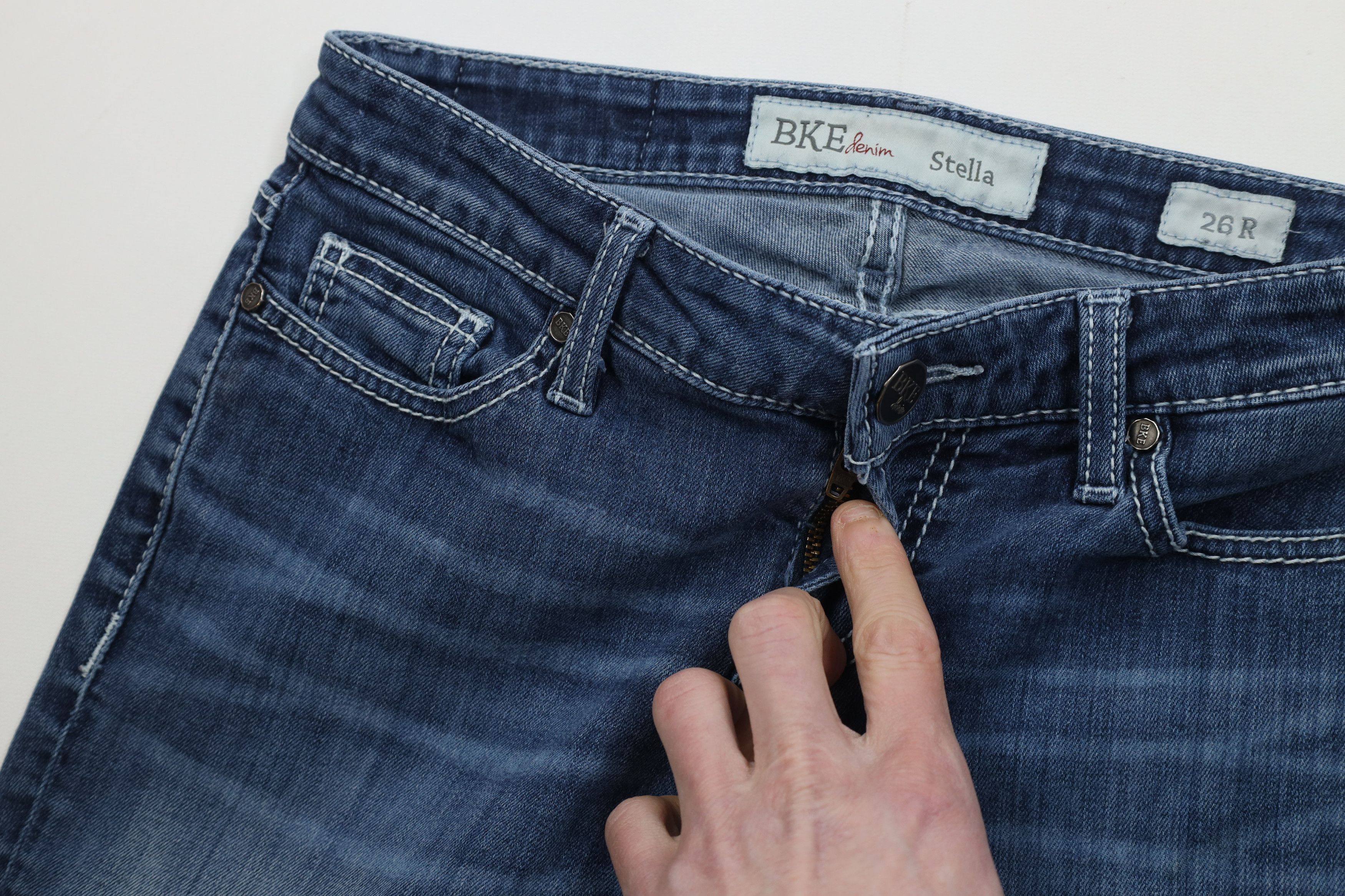 Vintage Buckle BKE Distressed Thick Stitch Stella Flared Denim Jeans Size 26" / US 2 / IT 38 - 8 Thumbnail