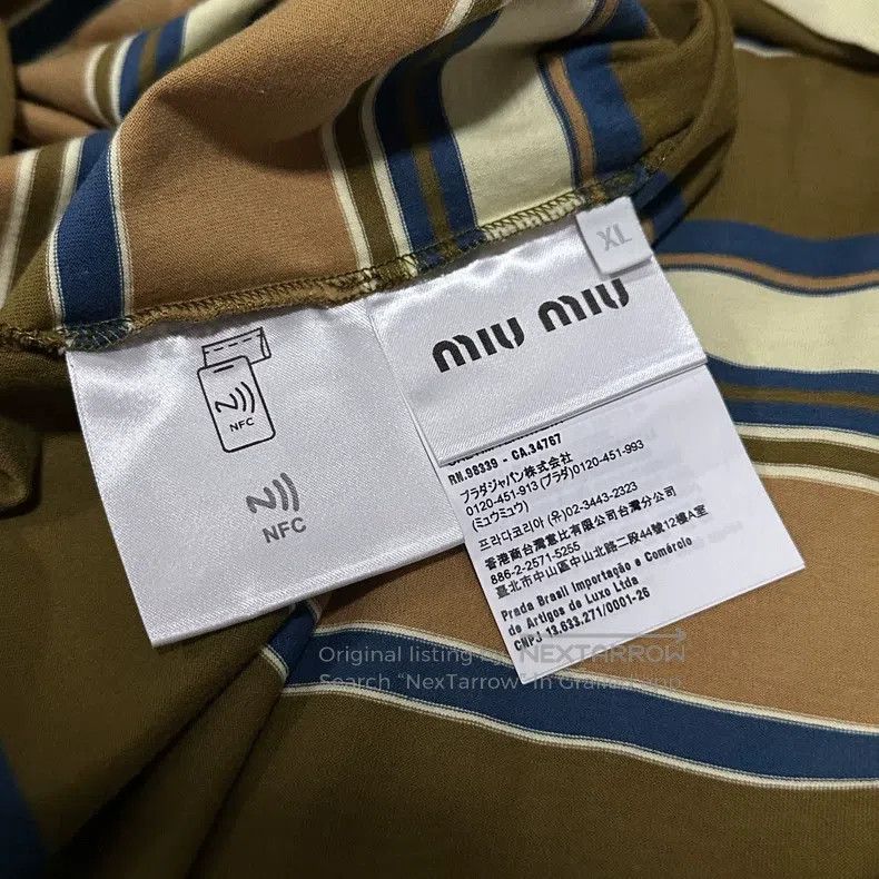 Miu Miu Miu Miu Size XL Yellow-green-brown striped polo Size US XL / EU 56 / 4 - 7 Thumbnail
