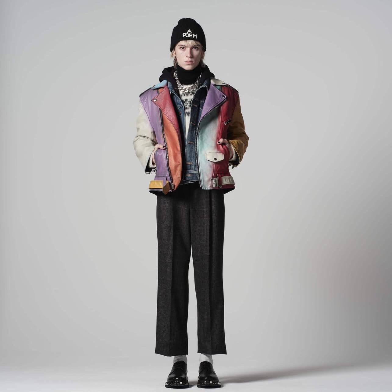 Celine $6.4k FW21 Celine multicolour leather biker jacket couture Size US L / EU 52-54 / 3 - 4 Thumbnail