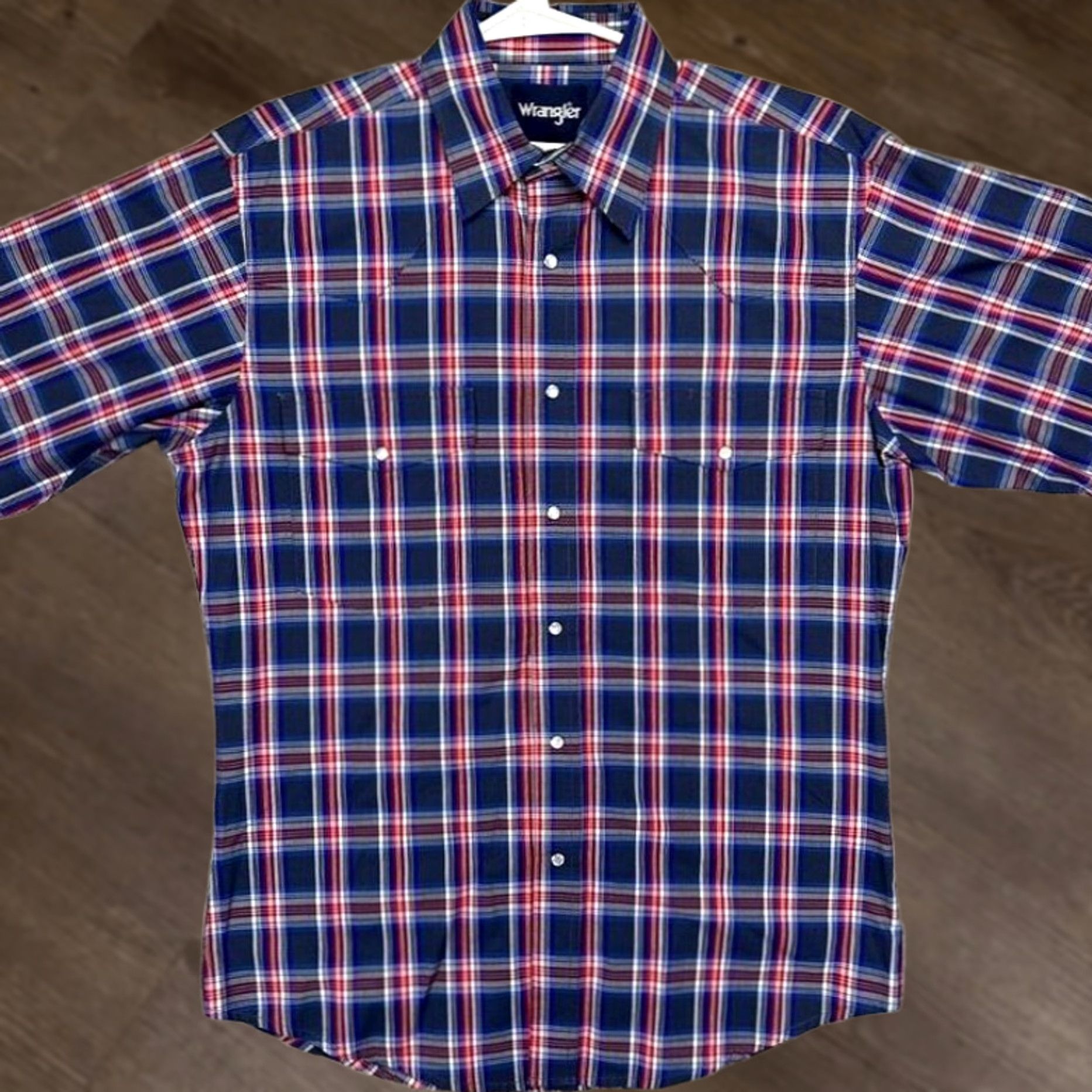Wrangler Wrangler Western Shirt Mens Medium Blue Plaid Pearl Snap Button Up Cowboy Pocket Shirt Size US M / EU 48-50 / 2 - 1 Thumbnail