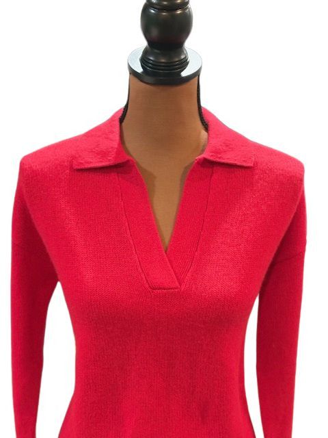 AQUA AQUA Cashmere Long Sleeve Collared Polo Sweater in Red Size S / US 4 / IT 40 - 3 Thumbnail