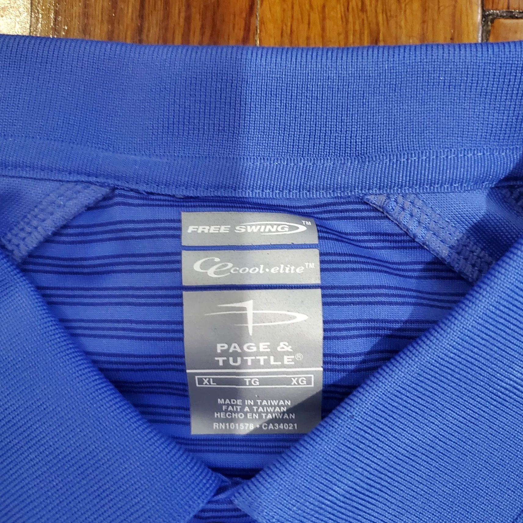 Vintage Page & Tuttle Polo Shirt Men XL Blue Striped Moisture Wicking Golf Casual Short Sleeve Button Collar Logo Pattern Size US XL / EU 56 / 4 - 5 Thumbnail