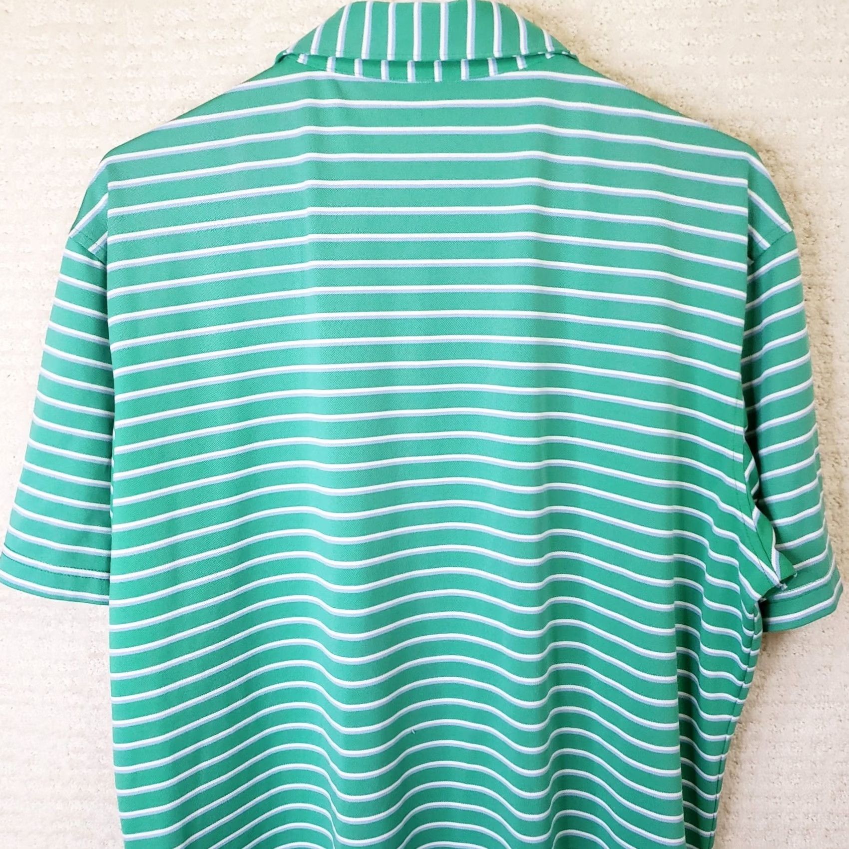 Peter Millar Peter Millar Summer Comfort Polo Shirt Mens Sz M Green w White Blue Stripes SS Size US M / EU 48-50 / 2 - 7 Thumbnail