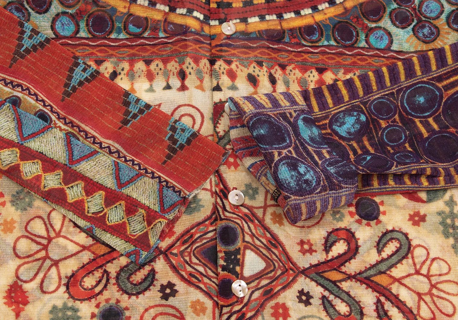 Jean Paul Gaultier Ethnic Print Power Net Shirt Multi Color Size 48 Size US M / EU 48-50 / 2 - 6 Thumbnail