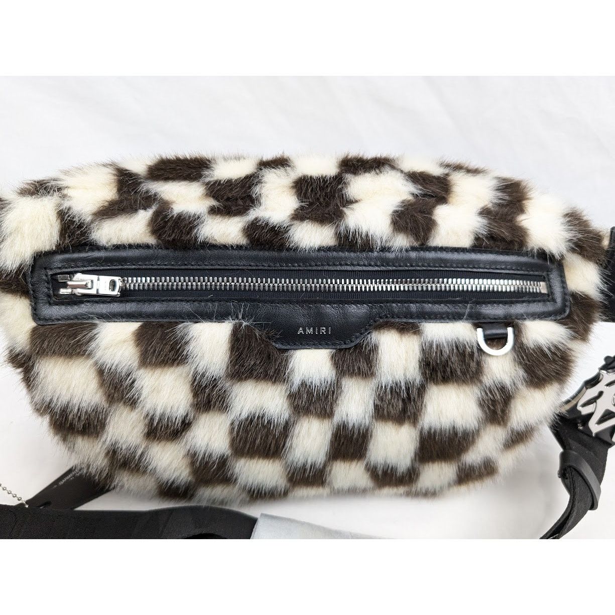 Amiri o1rshd1 DUP / Size: OS/Faux Fur Checkered Bumbag Black/White Size ONE SIZE - 14 Thumbnail