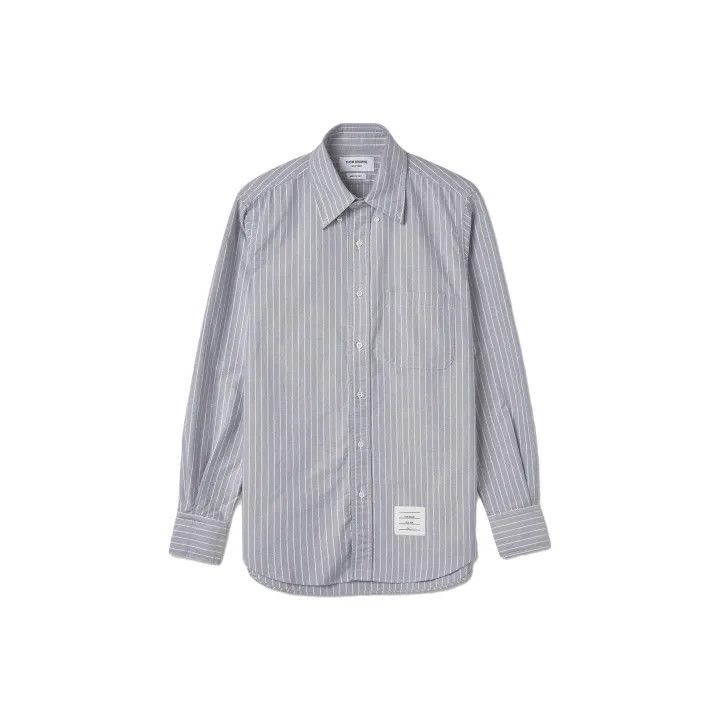 Thom Browne Thom Browne Gray Striped Long Sleeve Shirt 0079 Size US S / EU 44-46 / 1 - 1 Thumbnail