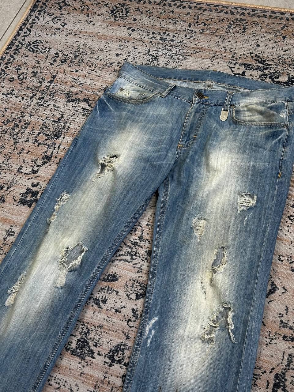 Dirk Bikkembergs Bikkembergs Distressed Vintage Blue Baggy Jeans Size US 33 - 4 Thumbnail