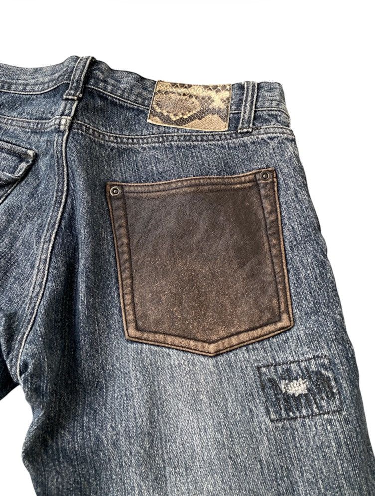 Isamu Katayama Backlash Vintage Disterssed Leather Patch Denim Size US 32 / EU 48 - 12 Thumbnail