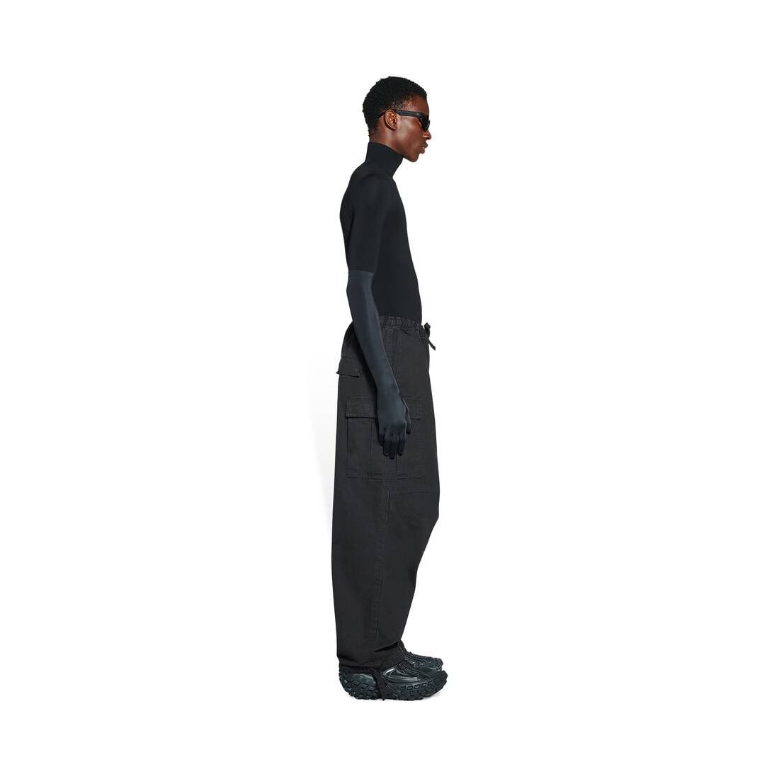 Balenciaga o1bcso1str0625 Drawstring Cargo Trousers in Black Size US 32 / EU 48 - 3 Thumbnail