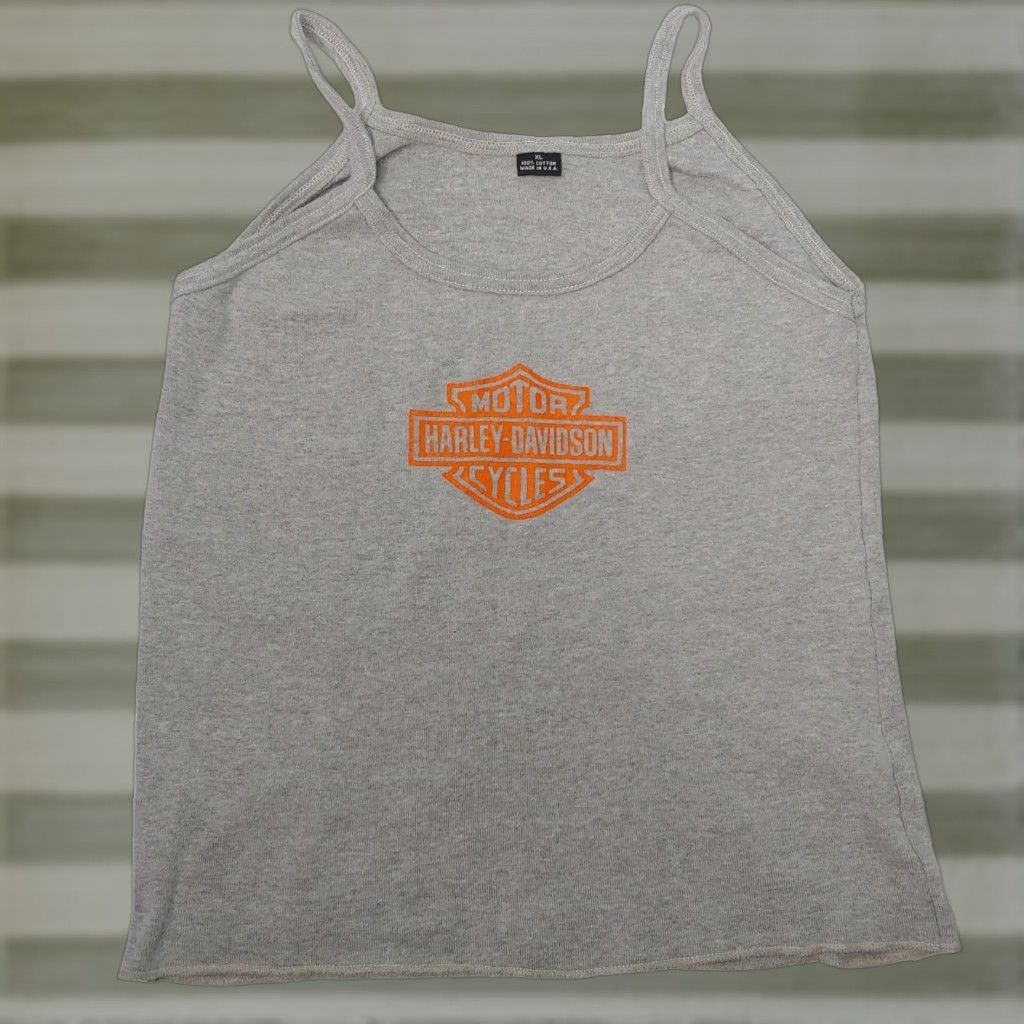Harley Davidson VINTAGE Harley-Davidson Women Tank Top XL Gray Logo Biker 100% Cotton Sleeve-less Round Neck Spaghetti Strap TANK Shirt Women Size XL / US 12-14 / IT 48-50 - 1 Thumbnail