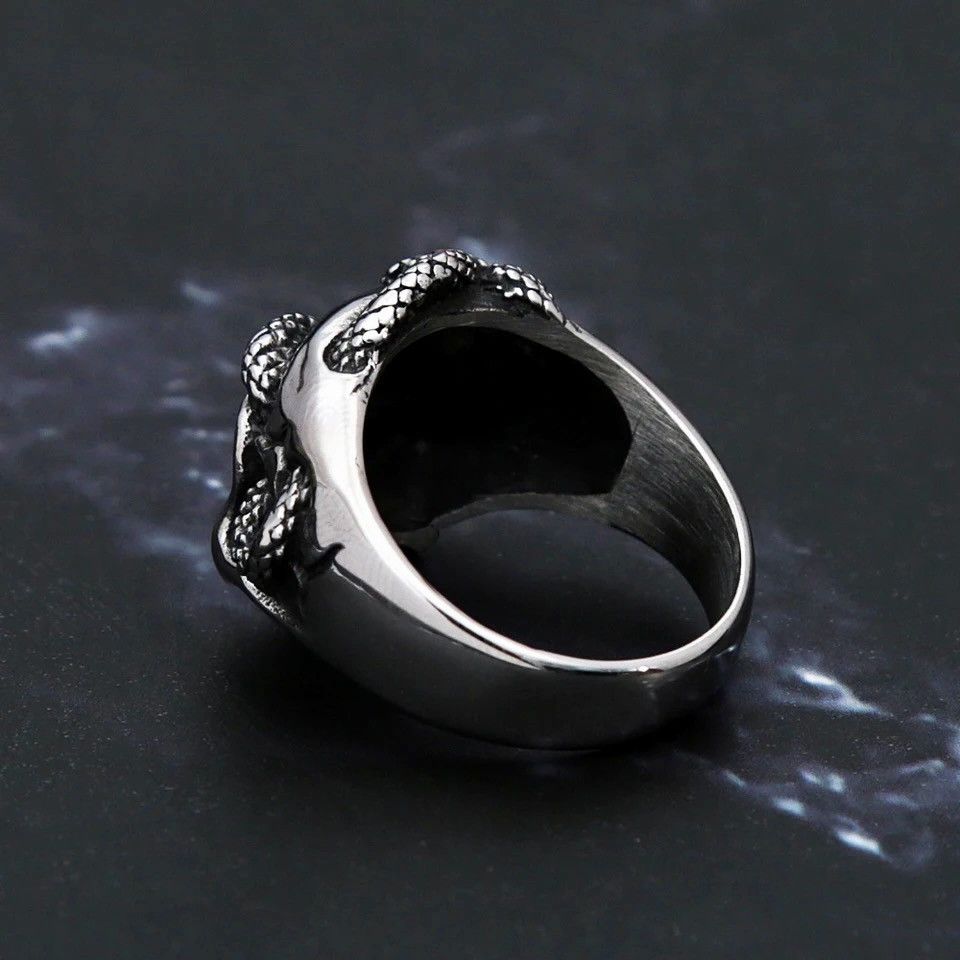 Jewelry × Vintage Retro Goth Skull Snake Ring Size ONE SIZE - 5 Thumbnail