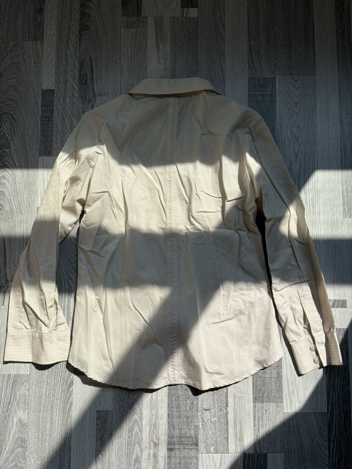 Veronique Branquinho Veronique Branquinho Beige Stripe Button Up Down Shirt Size US M / EU 48-50 / 2 - 2 Thumbnail