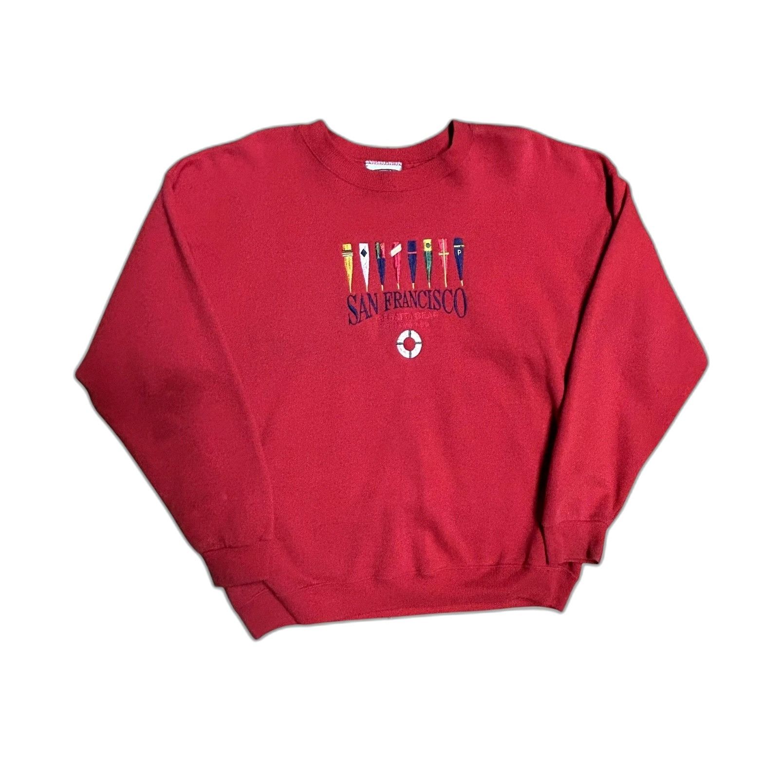 Lee Vintage 90's Lee San Francisco XL Red Sweatshirt Pullover Size US XL / EU 56 / 4 - 1 Thumbnail