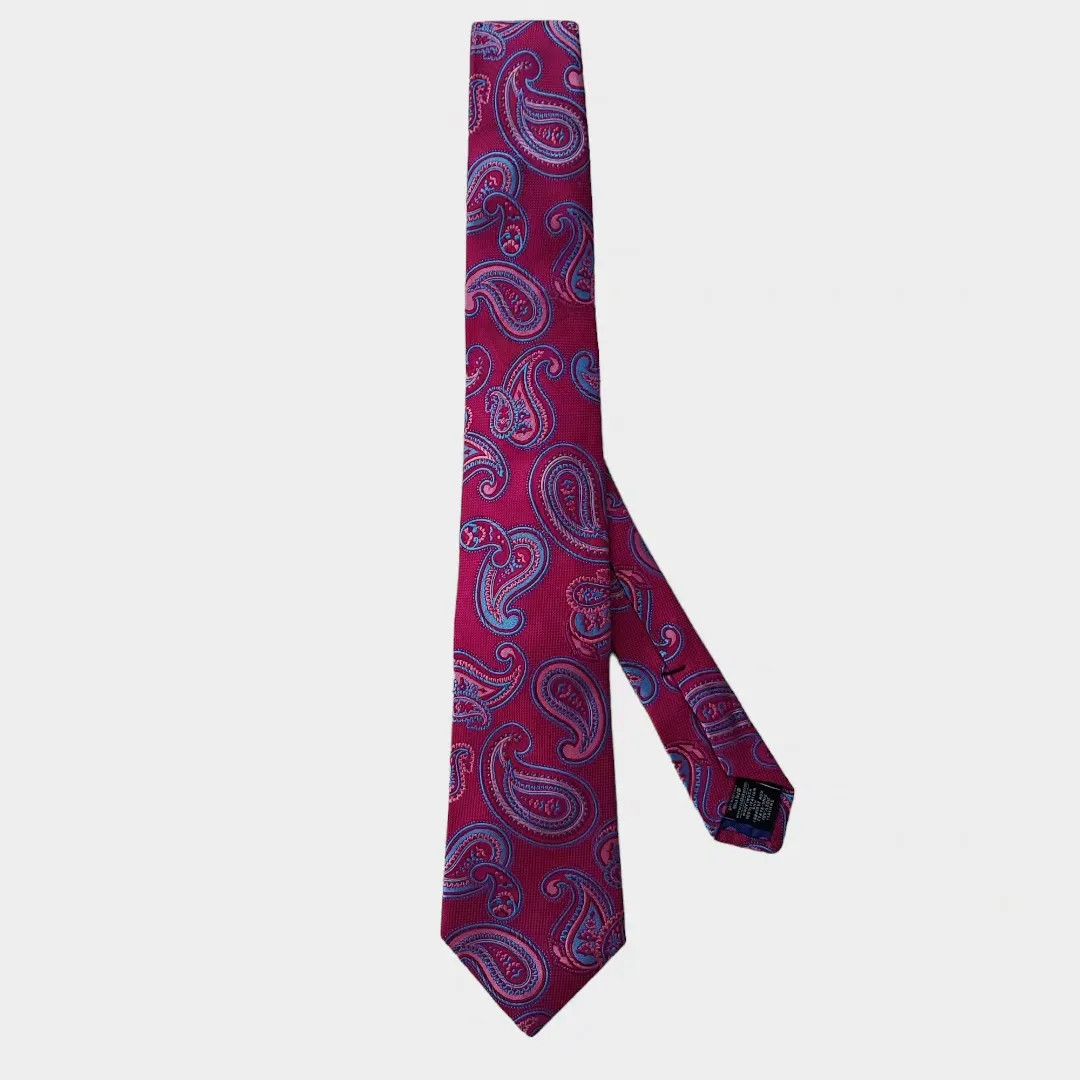 Ted Baker Ted Baker Silk Paisley Tie – Fuchsia & Blue-Fashionella Size ONE SIZE - 2 Thumbnail