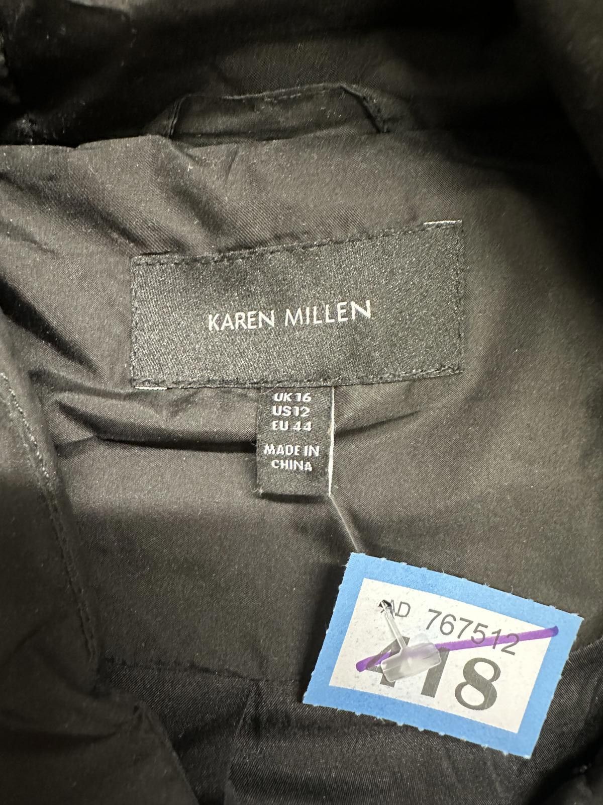 Other Karen Millen Black Quilted Hooded Coat UK 16 Size XL / US 12-14 / IT 48-50 - 3 Thumbnail