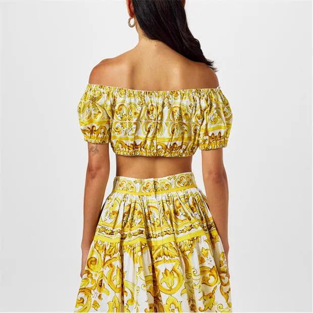 Dolce & Gabbana o1g2r1mq1024 Maiolica Bardot Top in Multicolor Size M / US 6-8 / IT 42-44 - 5 Thumbnail