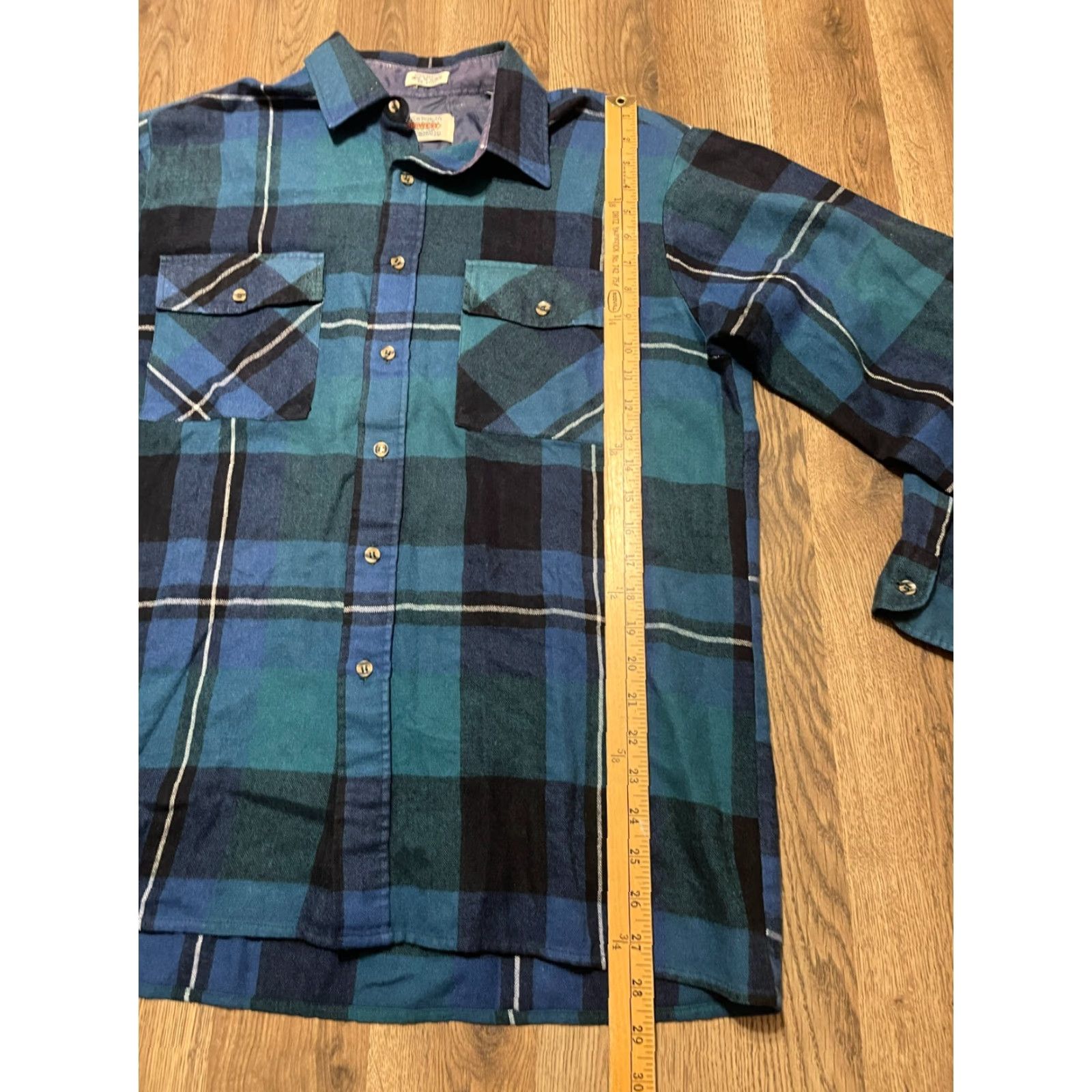 Vintage Midwest Shirt, Button-Up Long Sleeve, Plaid, Black, Blue, Green, Men's Size L, Casual, Fall Spring Summer, Regular Fit, Men, Midwest Size US L / EU 52-54 / 3 - 7 Thumbnail