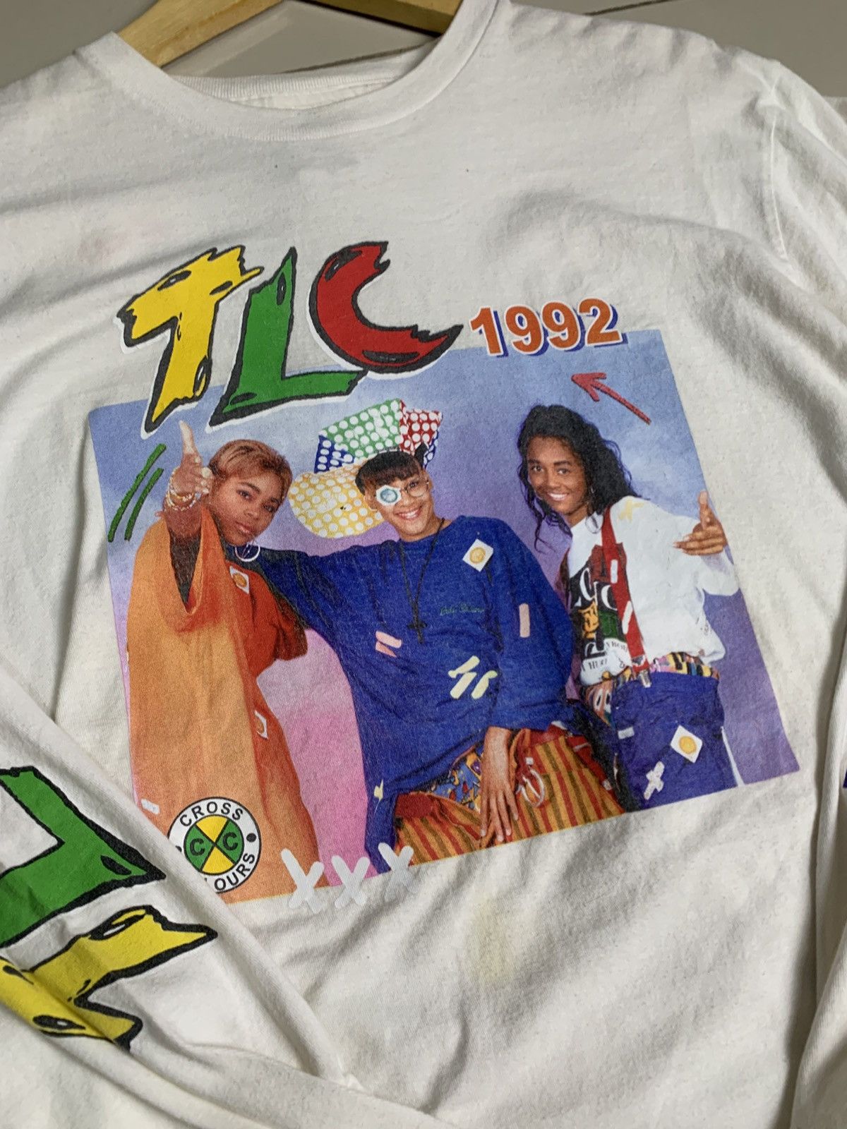 Cross Colours TLC 1992 Long Sleeve White T Shirt Hip Hop Retro Sz M Size US M / EU 48-50 / 2 - 2 Thumbnail