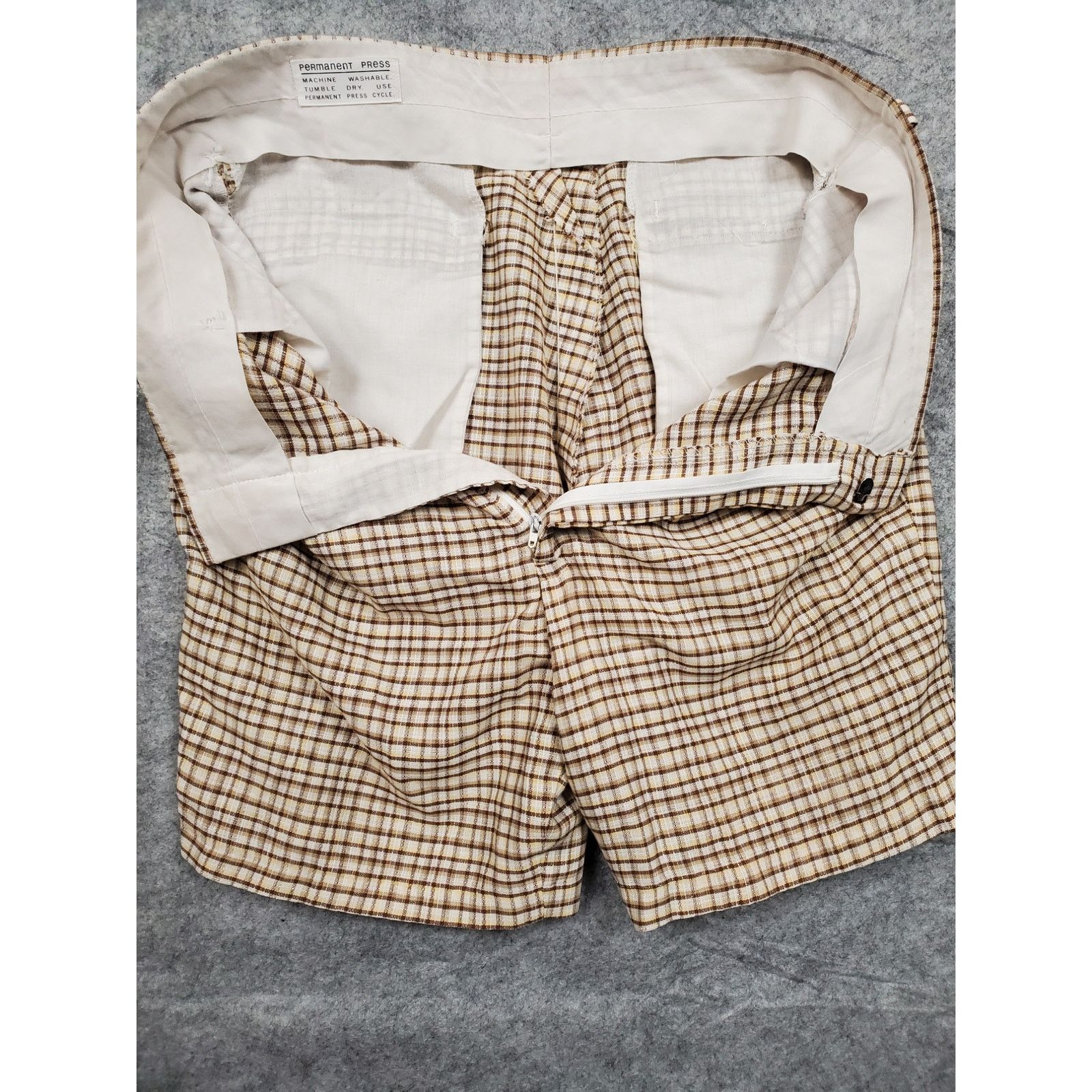 Other Vintage Men's L Brown & White Plaid Shorts Eclectic Grandpa Size US 35 - 5 Thumbnail