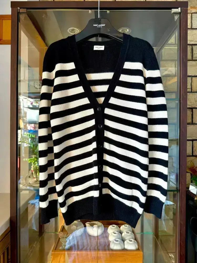 Saint Laurent Paris Saint Laurent Paris by Hedi 14AW Stripe Knitwear Cardigan-2 Size US S / EU 44-46 / 1 - 6 Thumbnail