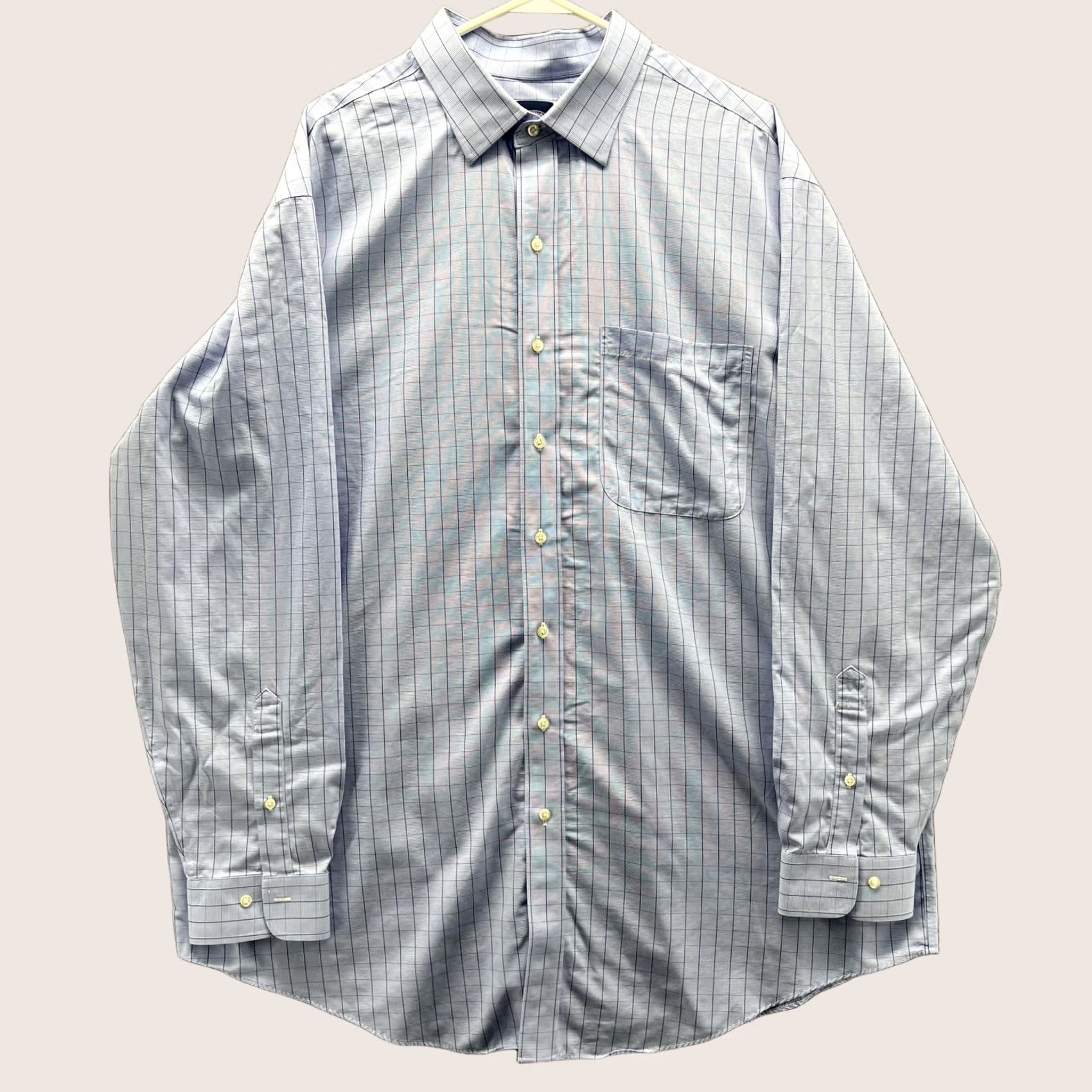 Brooks Brothers Brooks Brothers Dress Shirt Mens 18 36/37 Blue Check Non Iron Cotton LS 1818 Size 48R - 1 Thumbnail