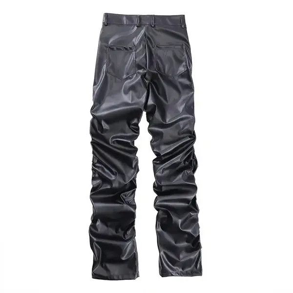 VIBE Loose Ruched Casual Pu Leather Pants Streetwear Punk Rock Size US 30 / EU 46 - 7 Thumbnail