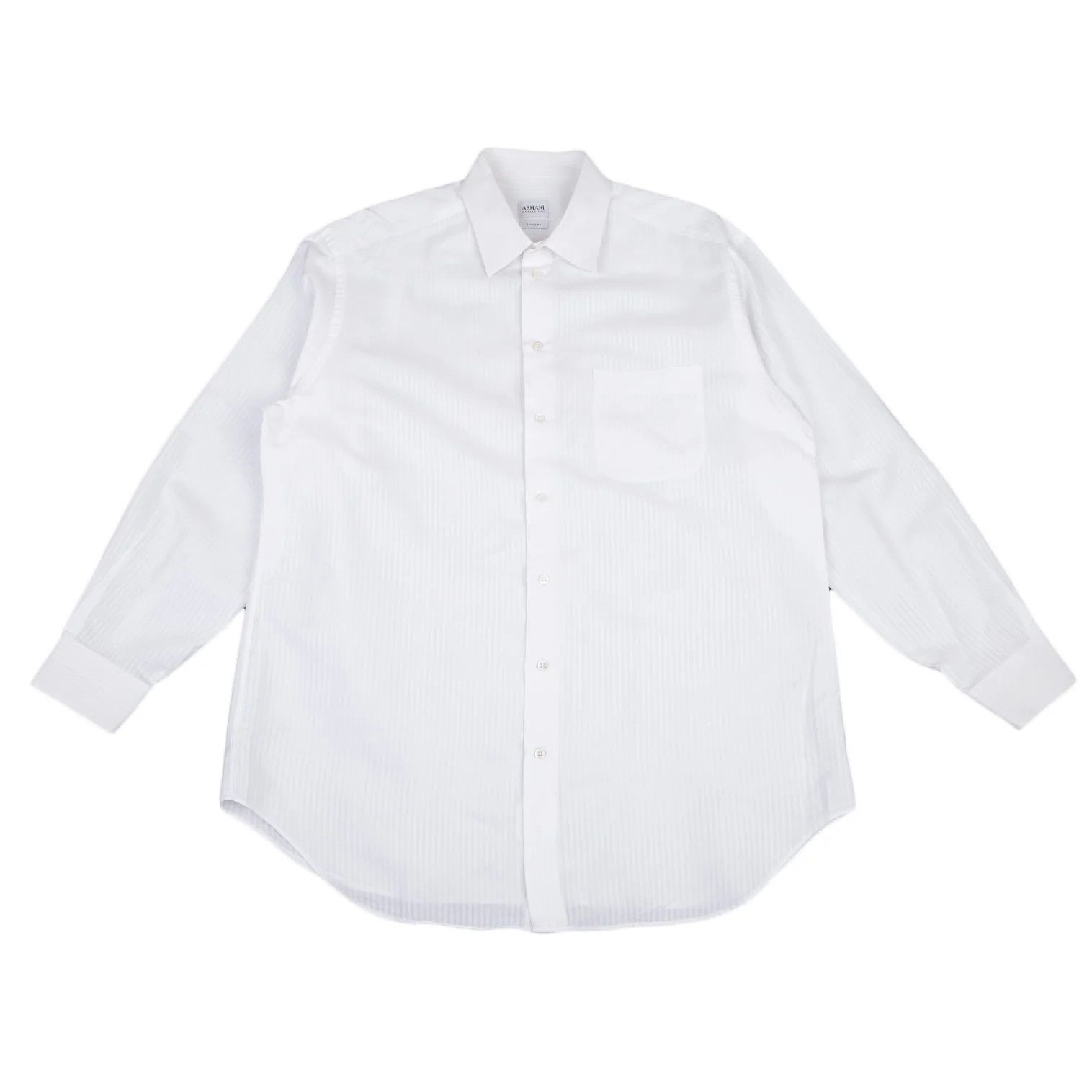 Armani Collezioni Cotton Shadow Stripe Shirt in White Size 43 Size US XXS / EU 40 - 1 Thumbnail