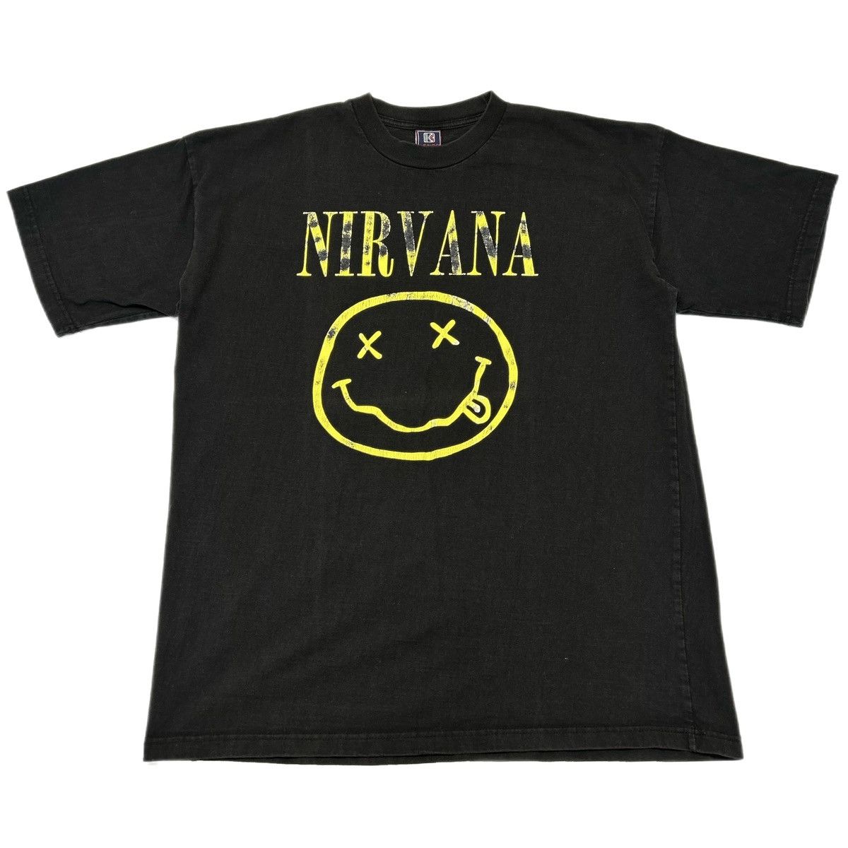 Vintage VTG Y2K Nirvana Smiley Face Black T Shirt Grunge Band Tee Size US XXL / EU 58 / 5 - 1 Thumbnail