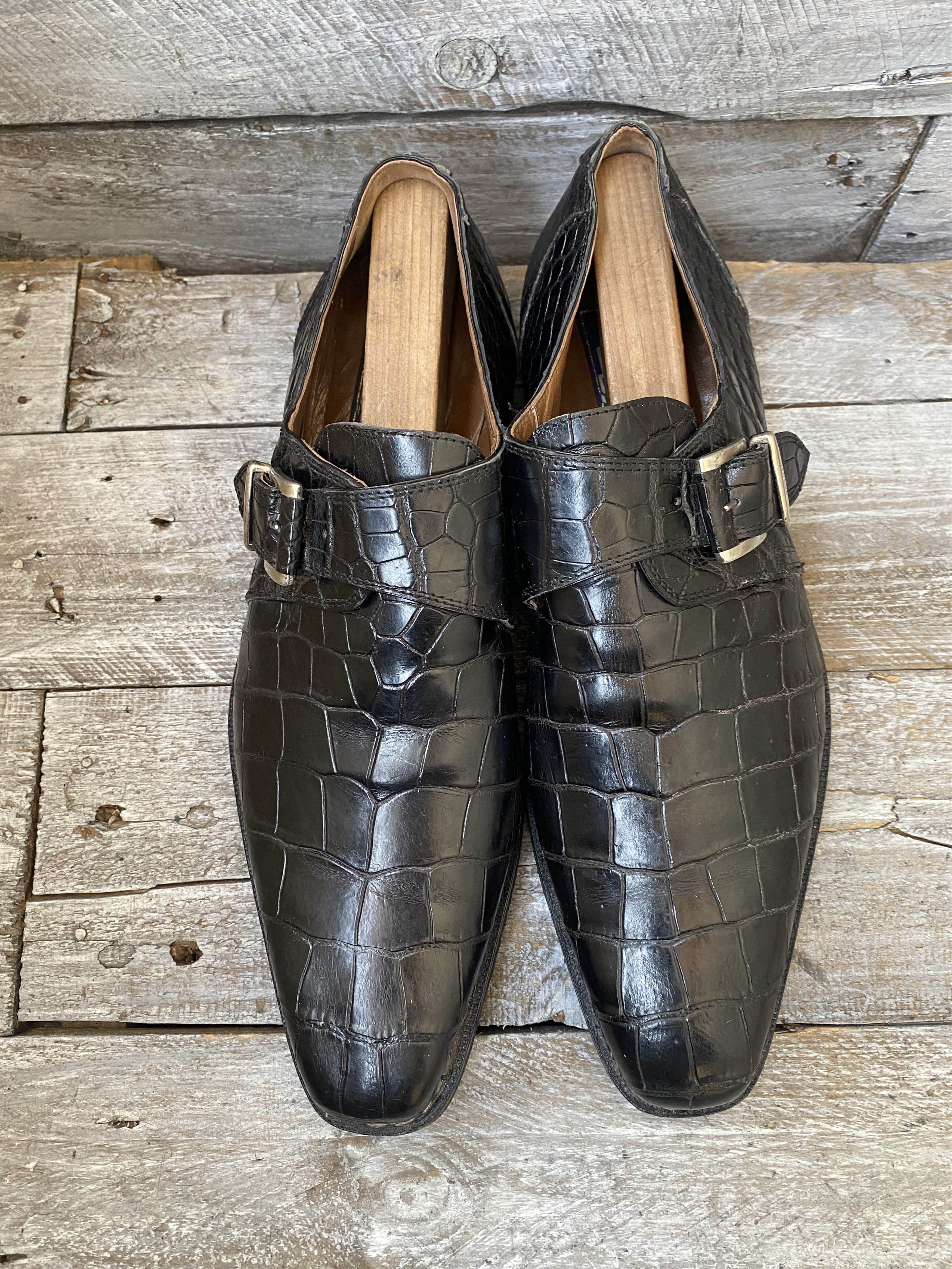 Mauri exotic alligator monkstrap dress shoes sz 10