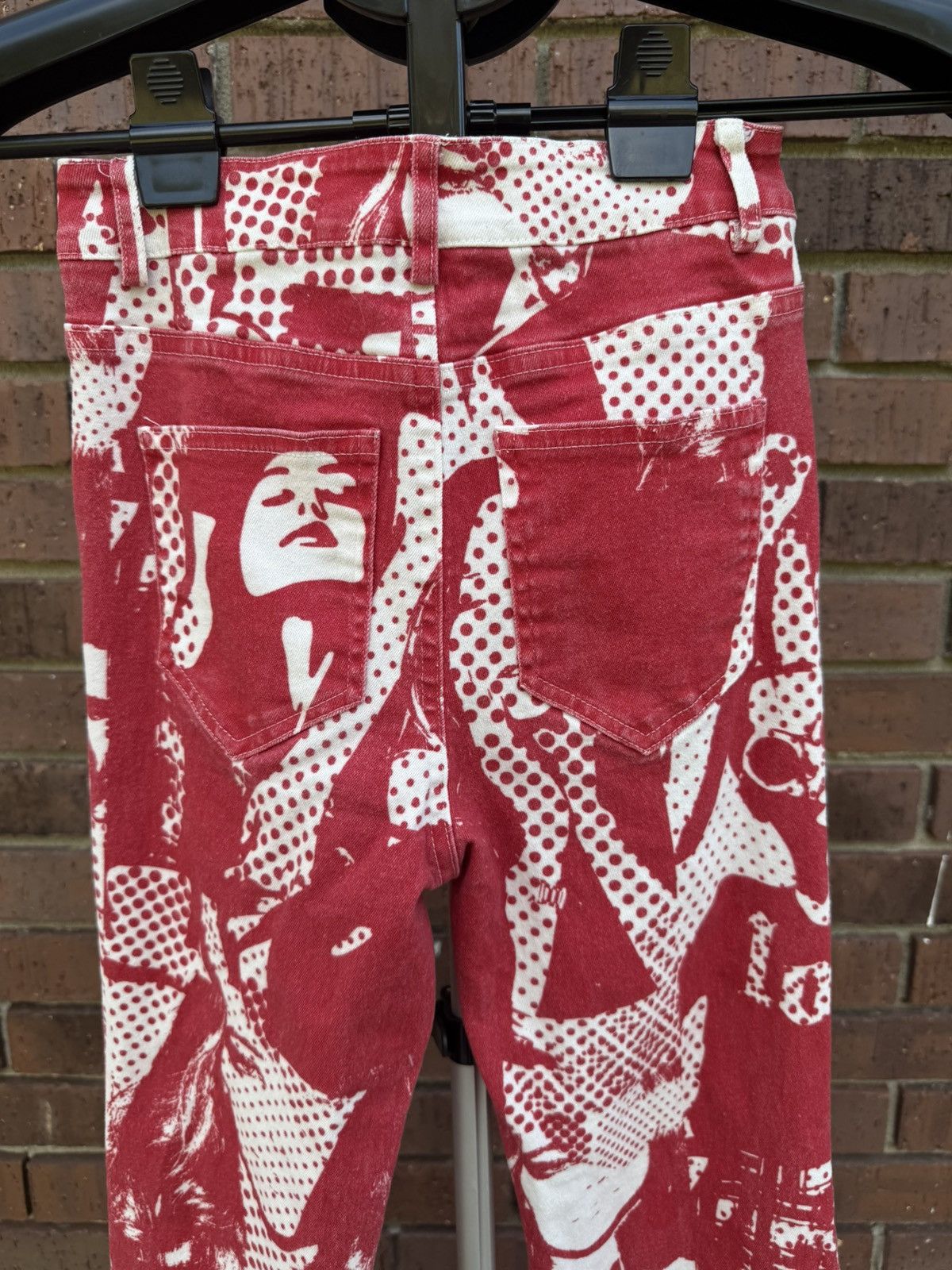 Other Edikted Andy Print Red White Face Novelty Print Flare Jeans Size 22" - 10 Thumbnail