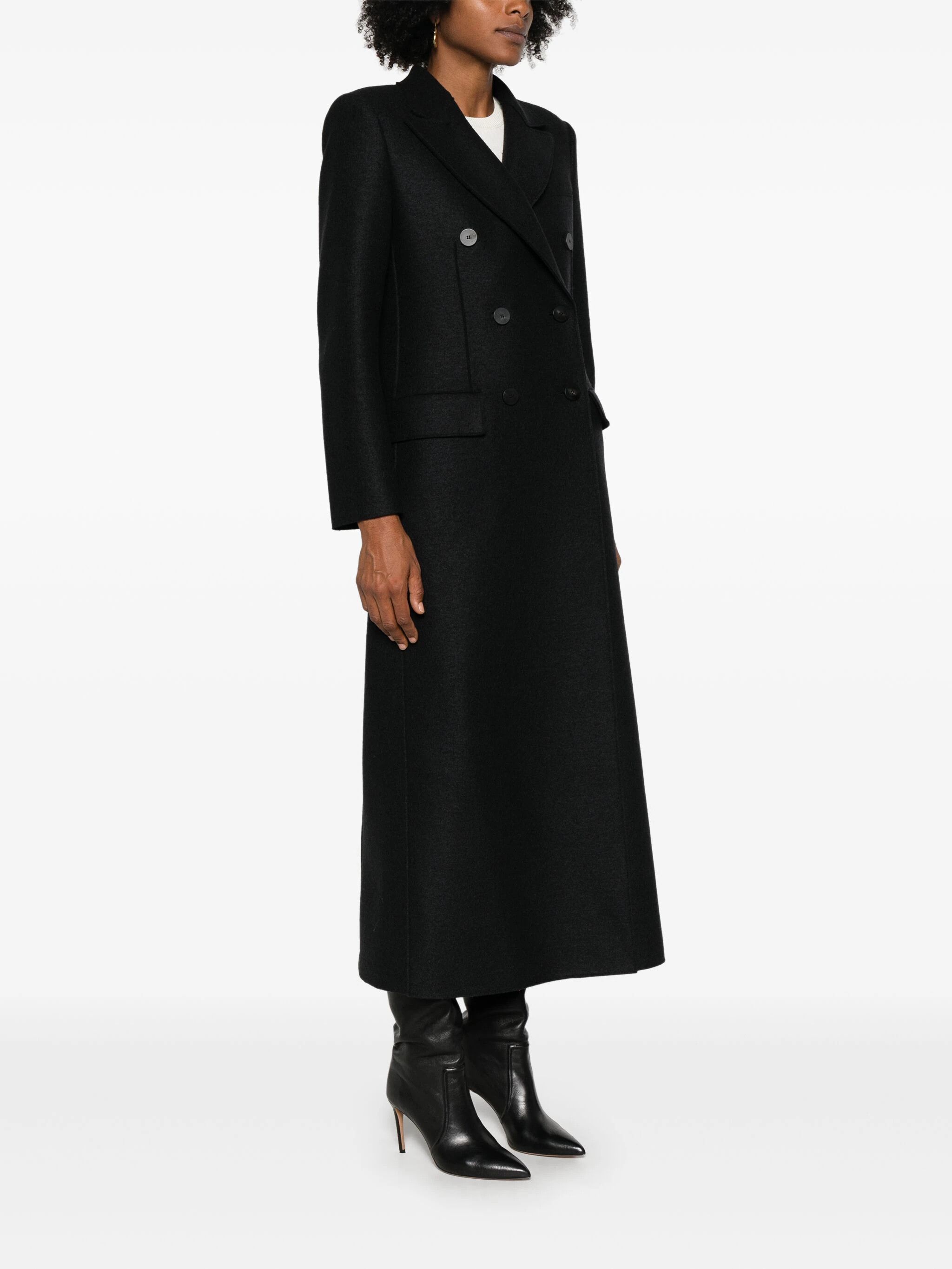 Harris Wharf London o1s22i1n1024 Double-Breasted Pressed Wool Coat in Black Size S / US 4 / IT 40 - 3 Thumbnail