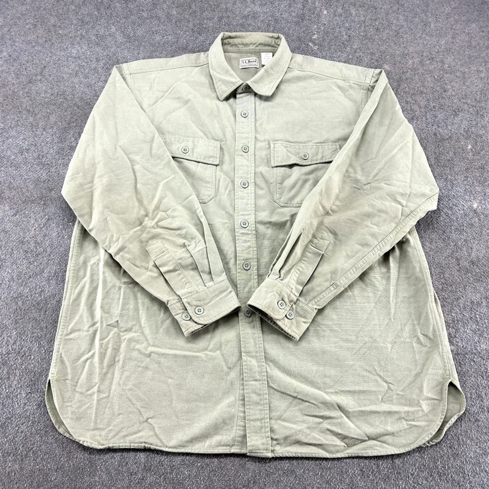 Vintage VINTAGE LL Bean Shirt Mens XL Beige Button-Up Long Sleeve Solid Cotton Chamois Flannel 90s Mens Size US XL / EU 56 / 4 - 2 Thumbnail