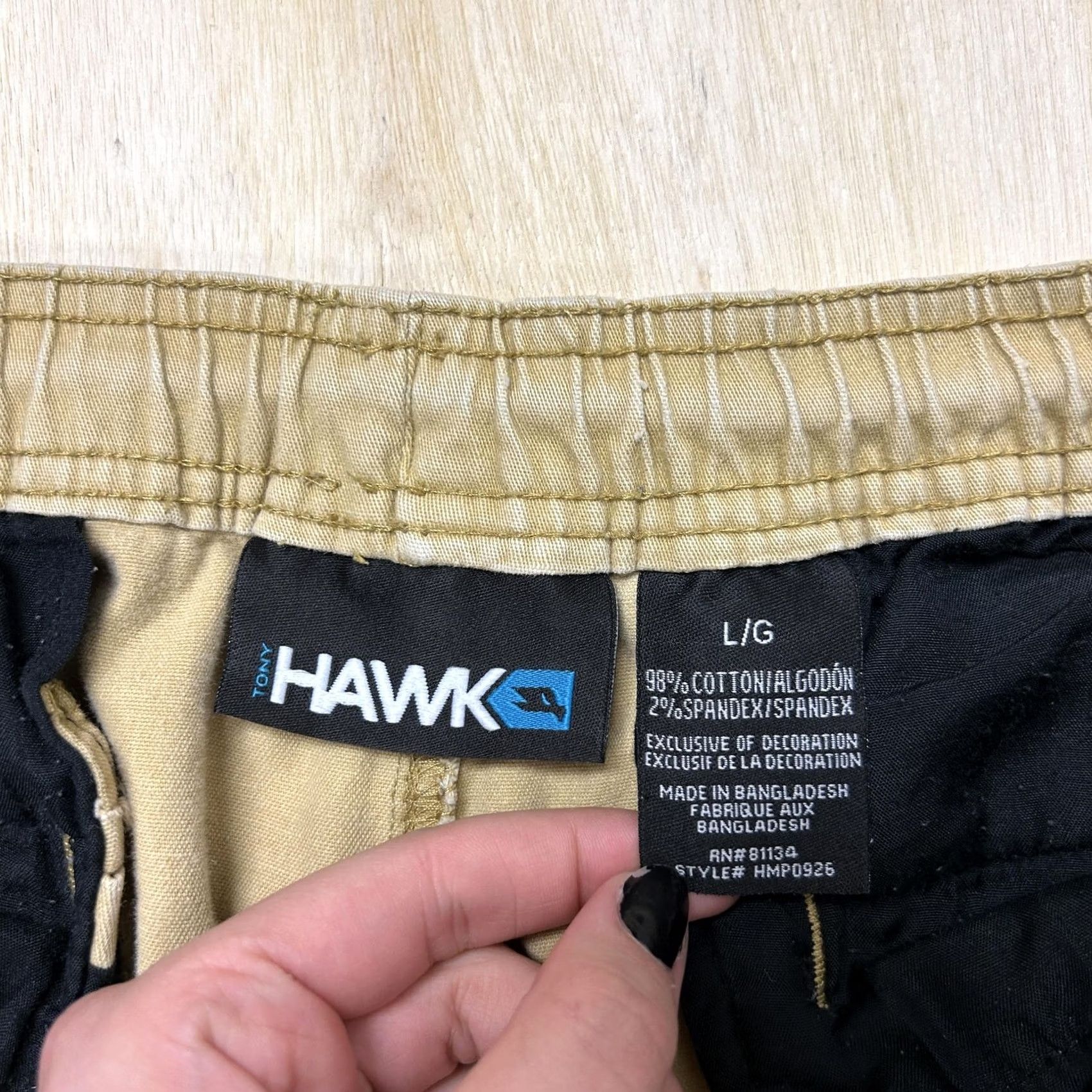 Vintage Tony Hawk Jogger Pants Mens Large Beige Canvas Elastic Waist Casual Stretch Size US 33 - 2 Thumbnail