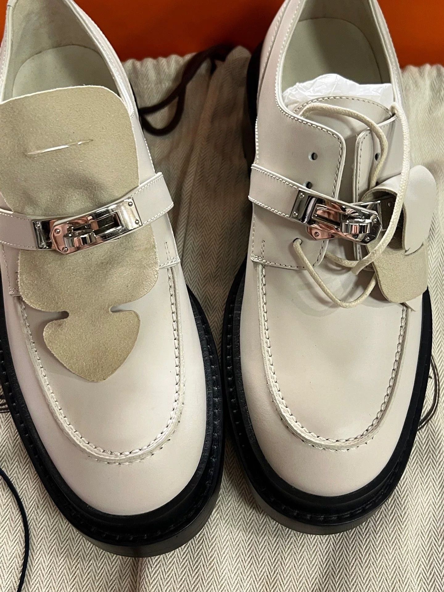 Hermes Hermes First White Kelly Silver Buckle Platform Shoes Size US 7 / EU 40 - 4 Thumbnail