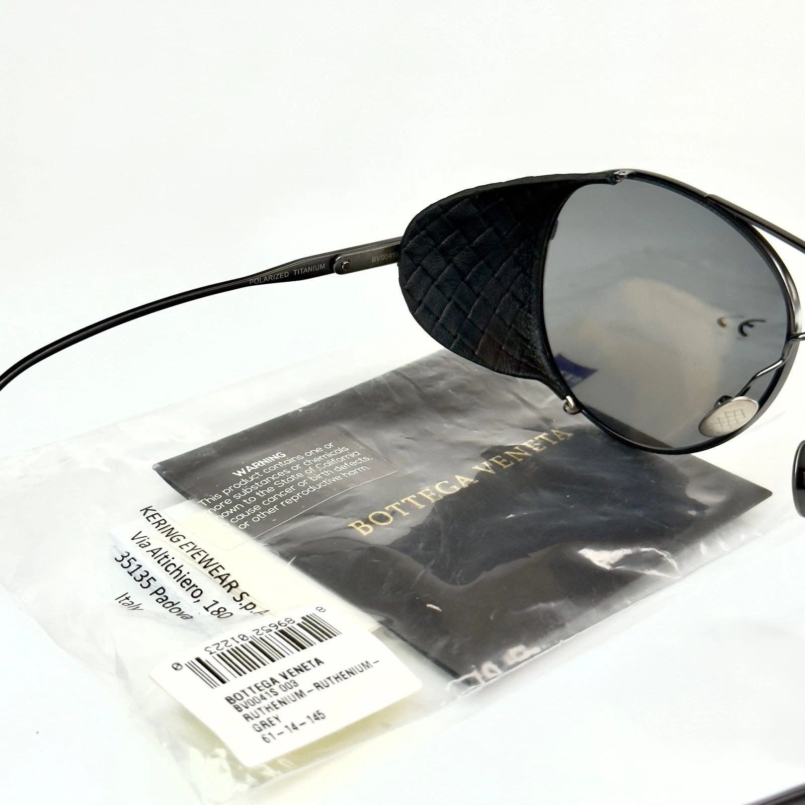 Bottega Veneta BOTTEGA VENETA BV0041S 0041 Titanium Leather Sunglasses Size ONE SIZE - 2 Thumbnail