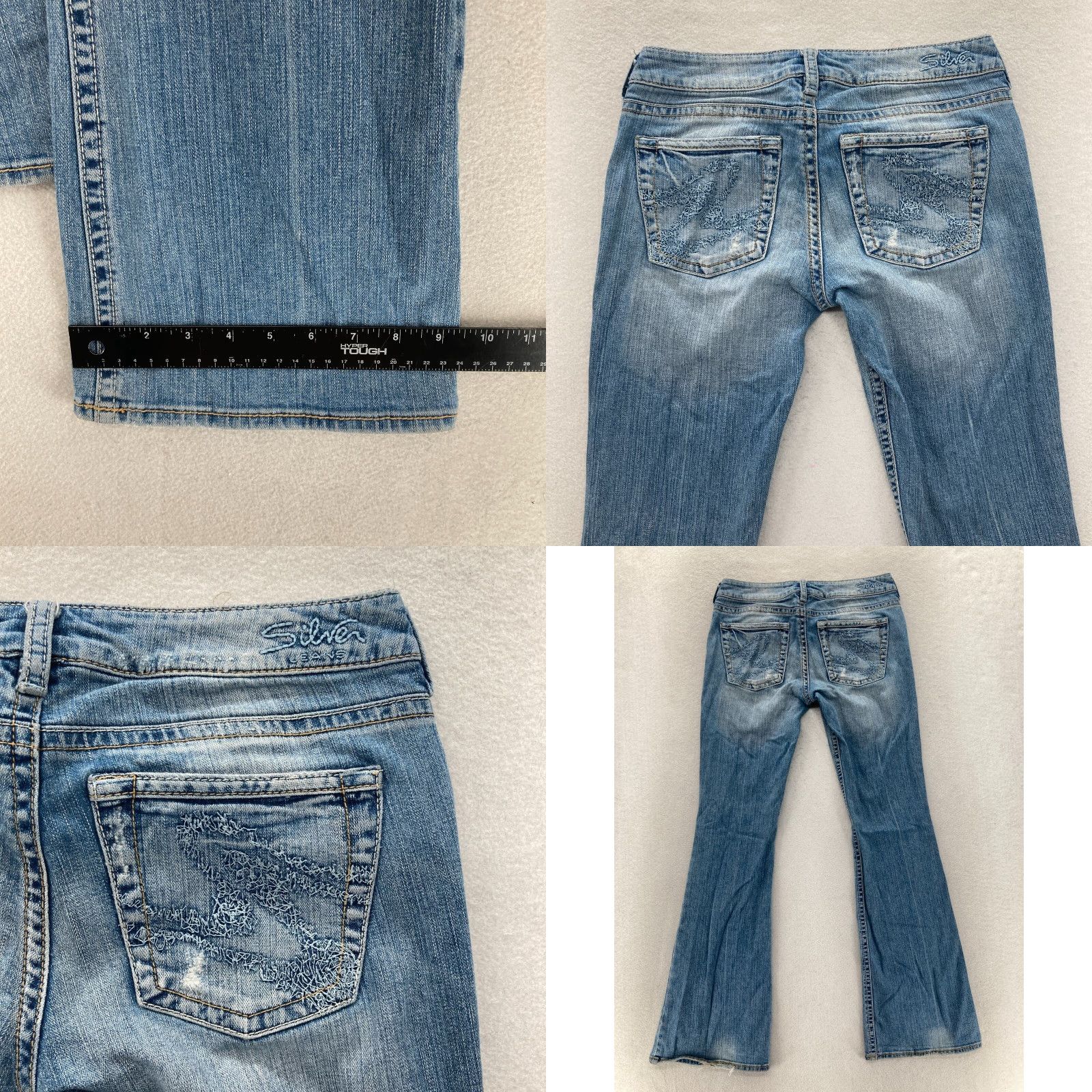 Silver Jeans Co. Silver Jeans Aiko Bootcut Women's 29x33 Medium Blue Stretch Denim Grunge Cowgirl Size 29" - 9 Thumbnail