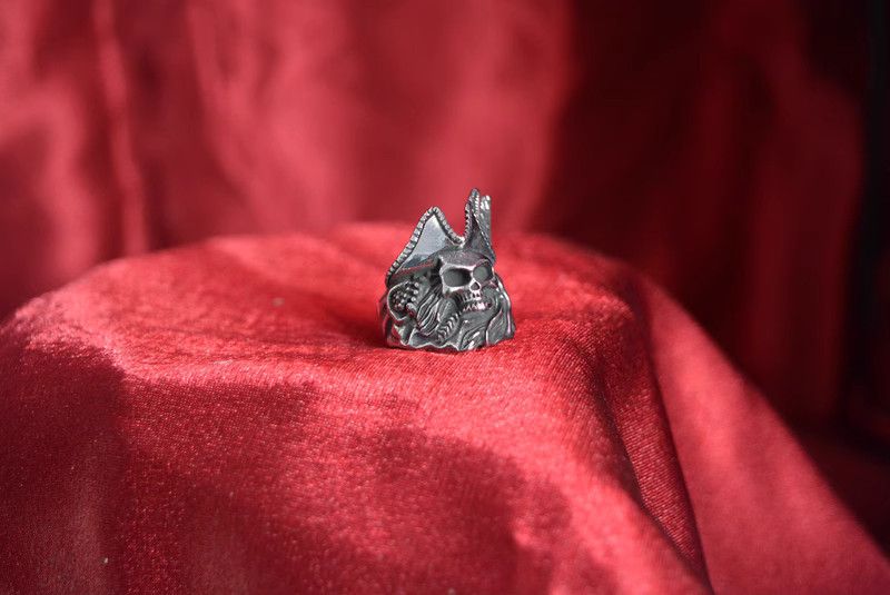 Jewelry Pirate Skull Jewelry Rings Open Size Chrome Ring (Size 7-13) Size ONE SIZE - 6 Thumbnail