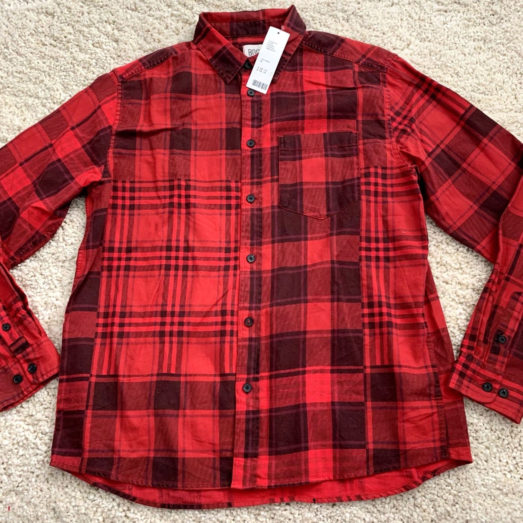 Bdg BDG Button-Up Shirt Mens M Red Black Plaid Urban Outfitters NEW Shirt Mens M Red Black Plaid Urban Outfitters BDG Button-Up Shirt Size US M / EU 48-50 / 2 - 7 Thumbnail
