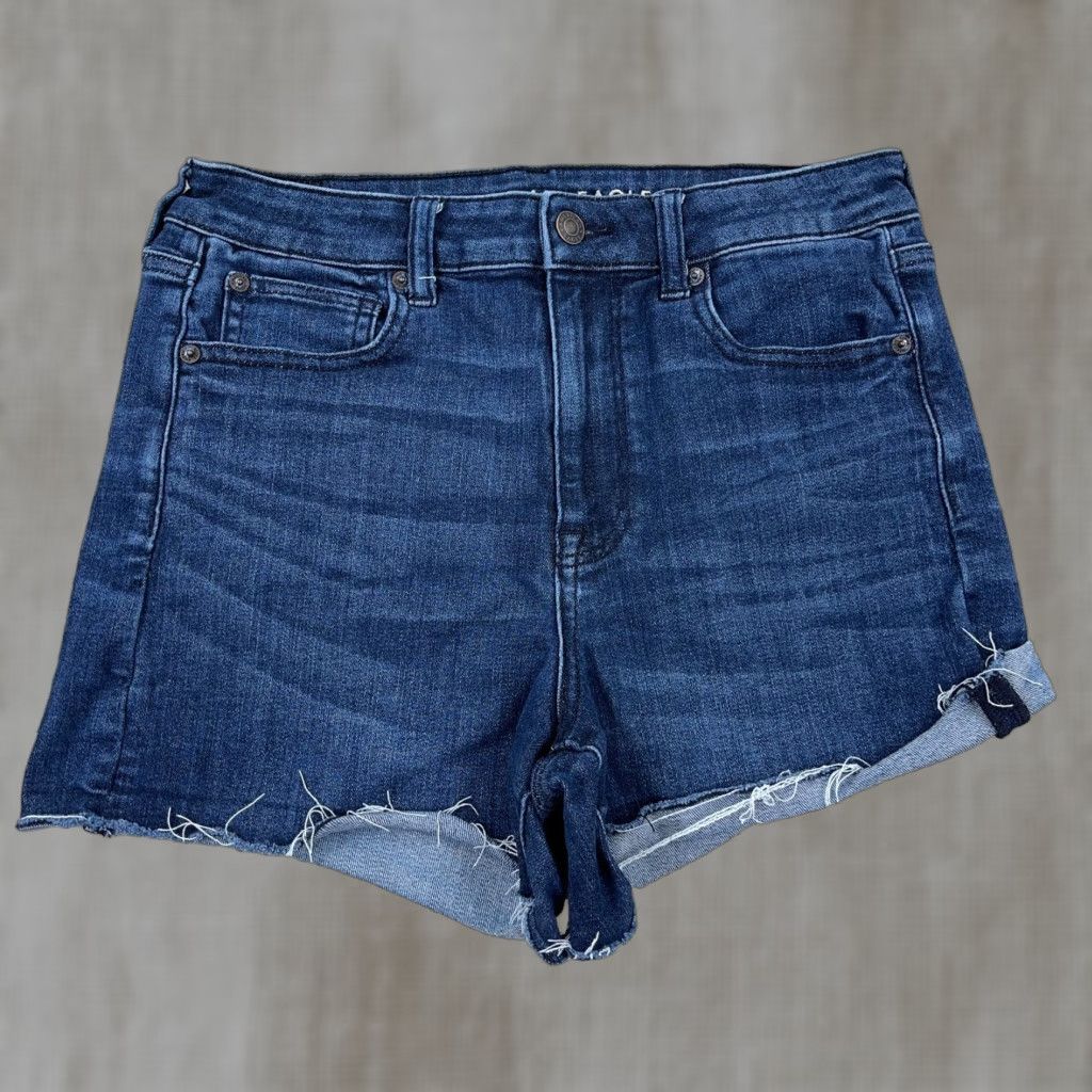 American Eagle Outfitters American Eagle Shorts Women 9 High Rise Cut Off Shortie Dark Jean Jorts Raw Hem Size 30" / US 8 / IT 44 - 1 Thumbnail