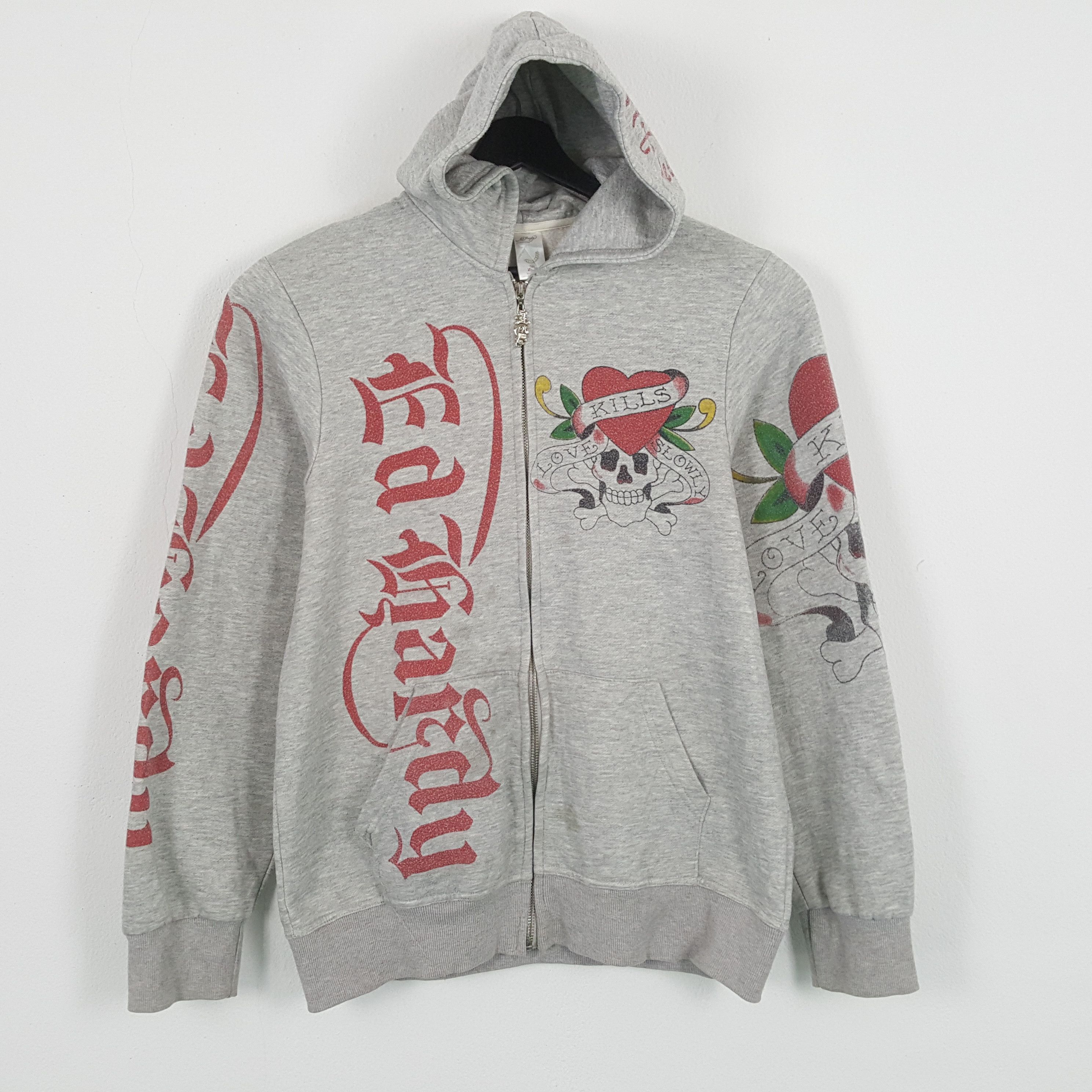Christian Audigier × Ed Hardy × Vintage ED HARDY Skulls Design Rock Punk Style Zipper Hoodies Size US M / EU 48-50 / 2 - 3 Thumbnail