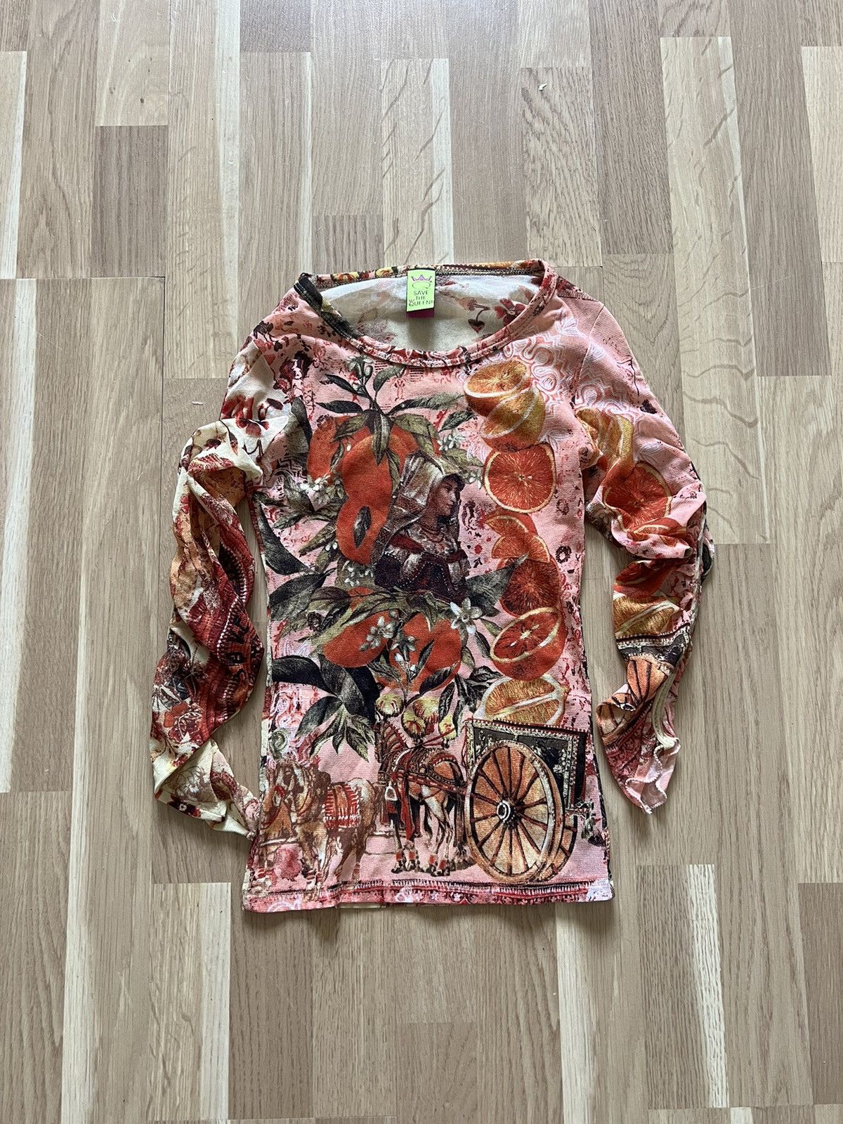 Japanese Brand × Vintage Y2K Vintage iconic save the queen orange mesh top blouse Size M / US 6-8 / IT 42-44 - 1 Thumbnail