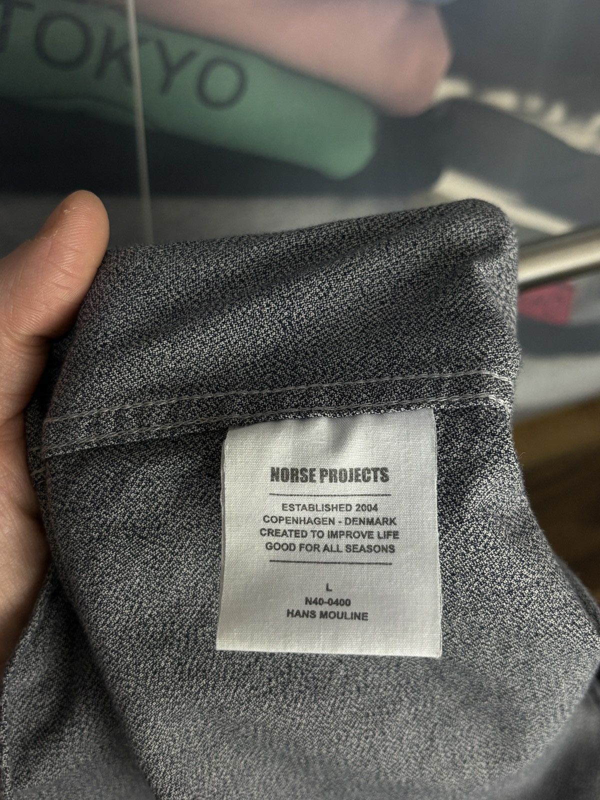 Norse Projects Norse Projects Grey Hans Mouline Long Sleeve Shirt Size US L / EU 52-54 / 3 - 9 Thumbnail